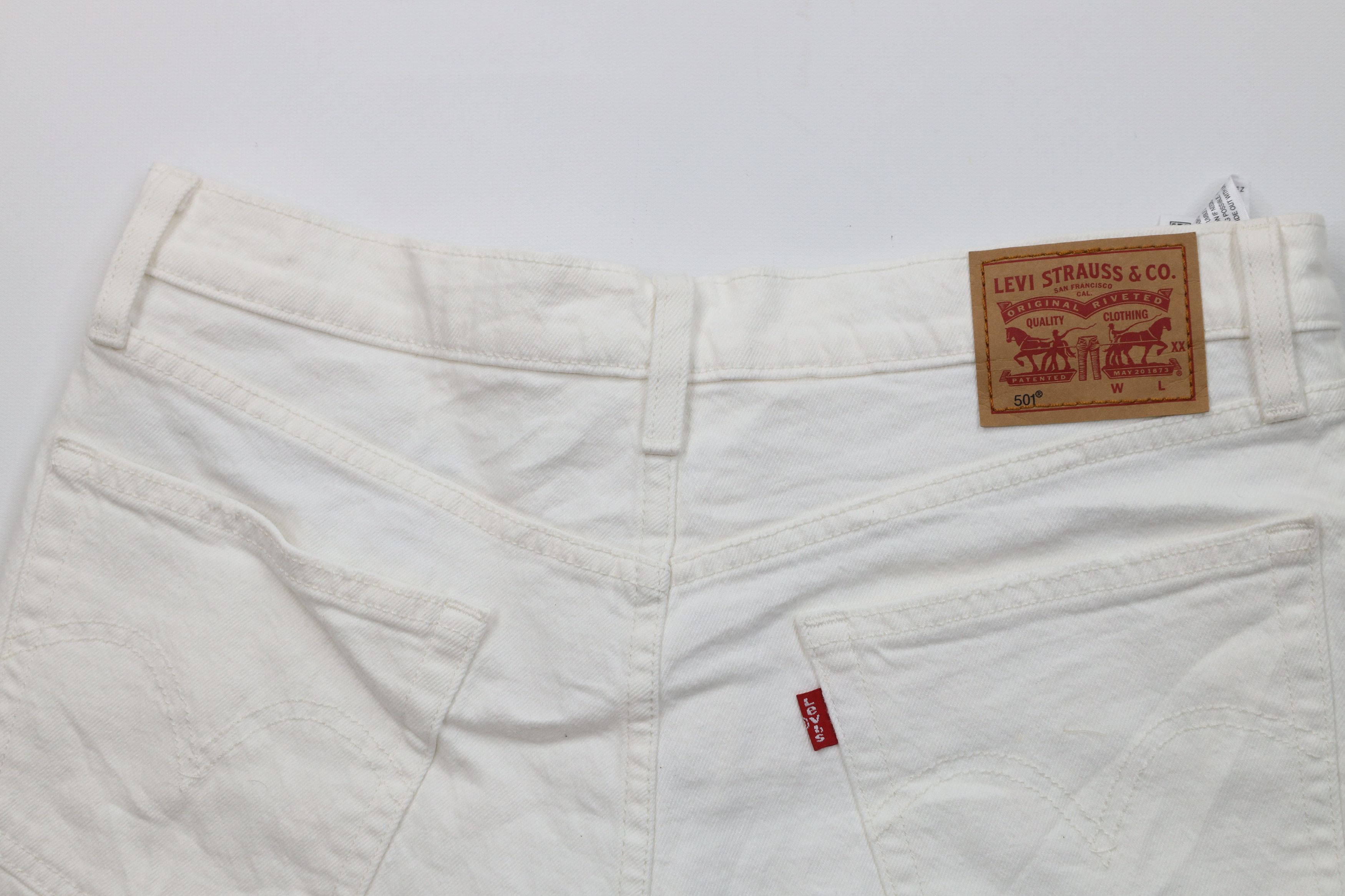 Levi's Vintage Y2K Levis 501xx Fly Cut Off Denim Jean Shorts White Size 28" / US 6 / IT 42 - 9 Thumbnail
