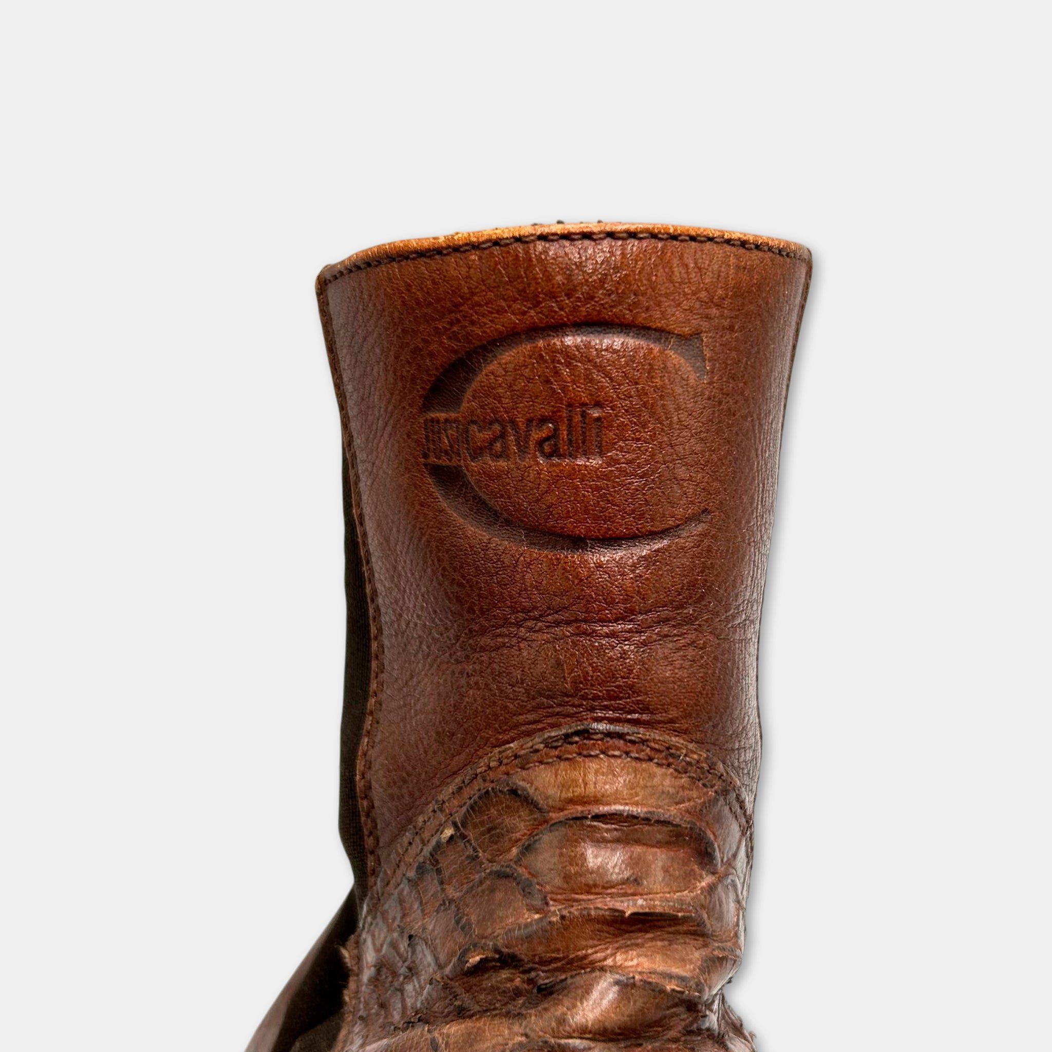 Just Cavalli Just Cavalli Python Leather Brown Chelsea Boots Size US 11 / EU 44 - 6 Thumbnail
