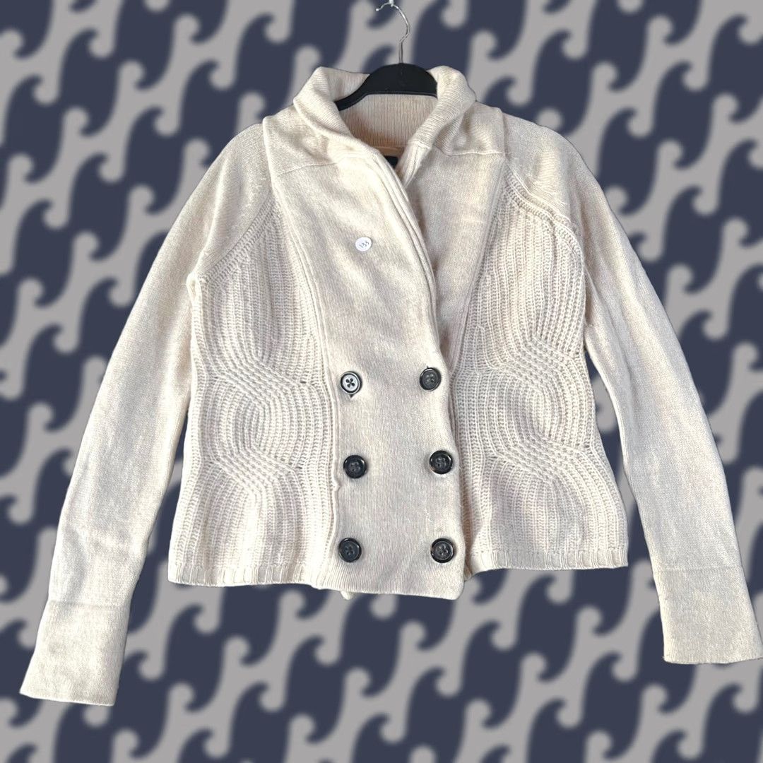 Gap Gap Cardigan Wool Blend Double Breasted Shawl Collar Sweater - Cream - Womens S, Ivory, Cable-Knit, Button, Long Sleeve Size S / US 4 / IT 40 - 1 Thumbnail