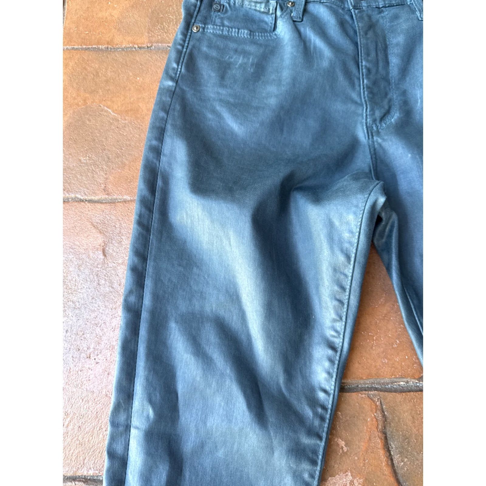 Vintage VINTAGE AG Adriano Goldschmied Waxed Jeans Womens Size 26R The Farrah Skinny High Bohemian City Preppy 27.5in Inseam Mens? Size 26" / US 2 / IT 38 - 6 Thumbnail