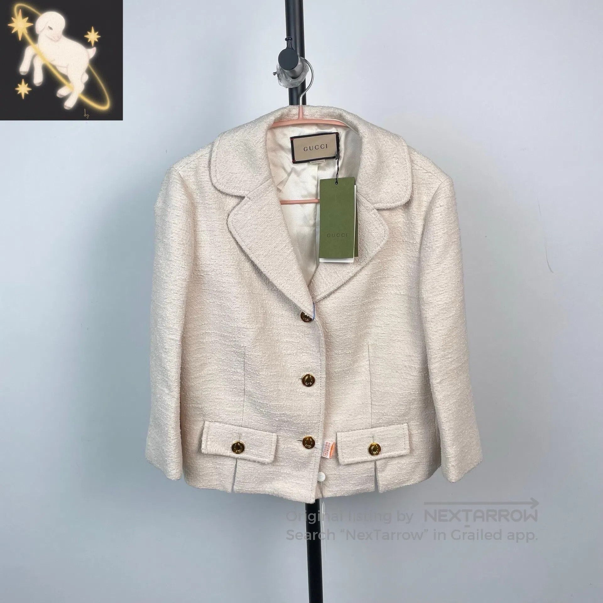 Gucci Guicci Ivory white lapel single-breasted long-sleeve tweed Size M / US 6-8 / IT 42-44 - 1 Thumbnail
