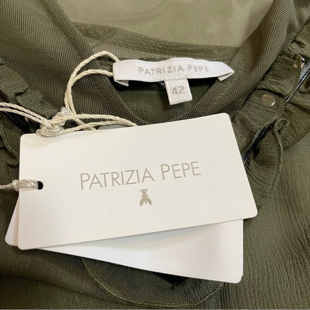 Patrizia Pepe NWT New $203 Patrizia Pepe Olive Sheer Blouse Top Size 6 Size M / US 6-8 / IT 42-44 - 7 Thumbnail