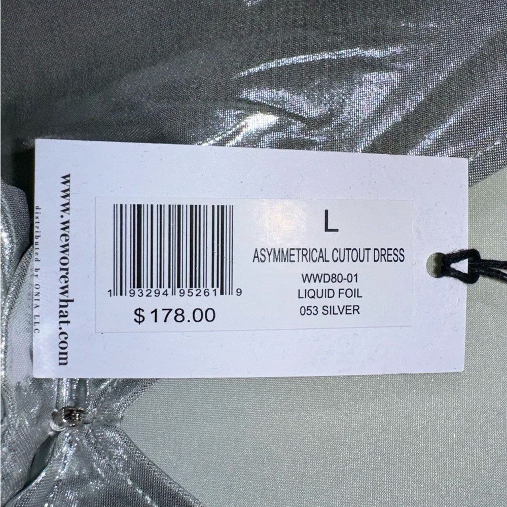 WeWoreWhat NWT WEWOREWHAT Asymmetrical Silver Cut-out Dress - large Size L / US 10 / IT 46 - 5 Thumbnail