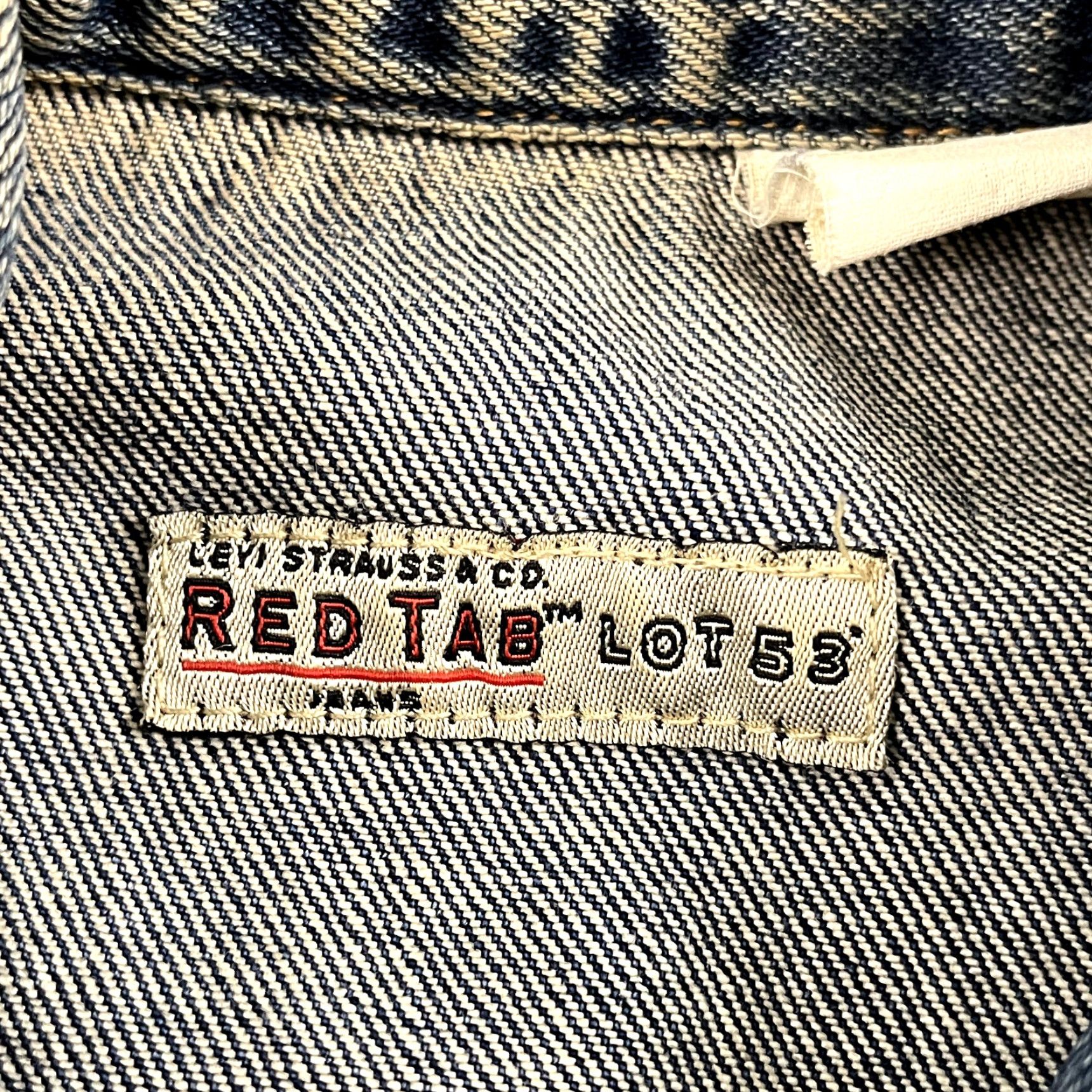 Levi's VINTAGE Levi Strauss Jacket Womens M Blue Denim Red Tab Lot 53 Selvedge Y2K RED Blue Denim Classic 80s 90s Retro Womens Jacket Size M / US 6-8 / IT 42-44 - 3 Thumbnail