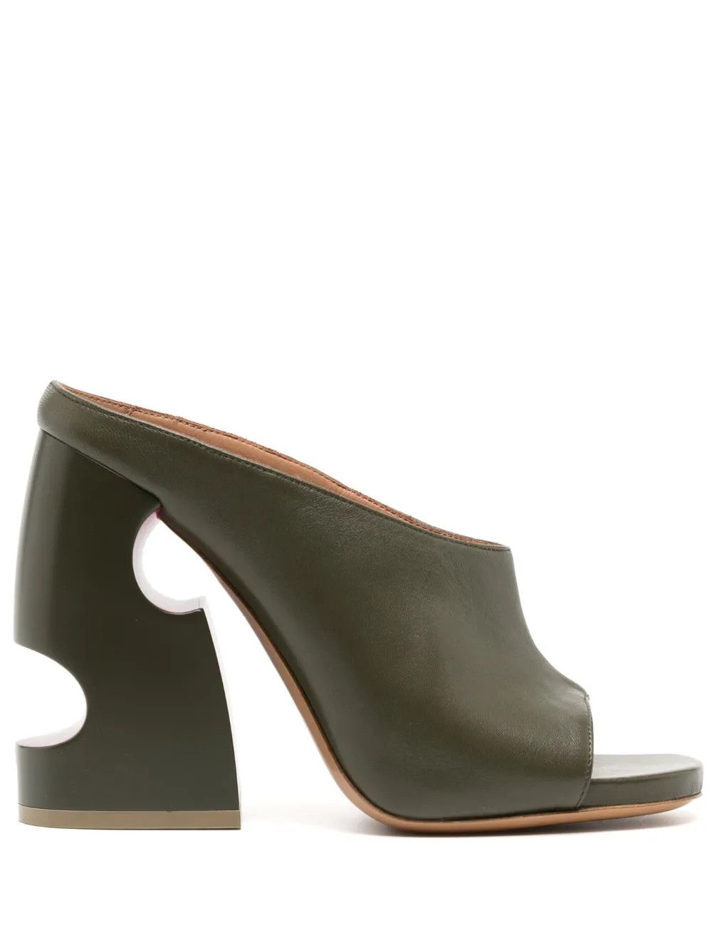 Off-White o1y1225 Leather Mules in Military Green Size US 7 / IT 37 - 1 Thumbnail