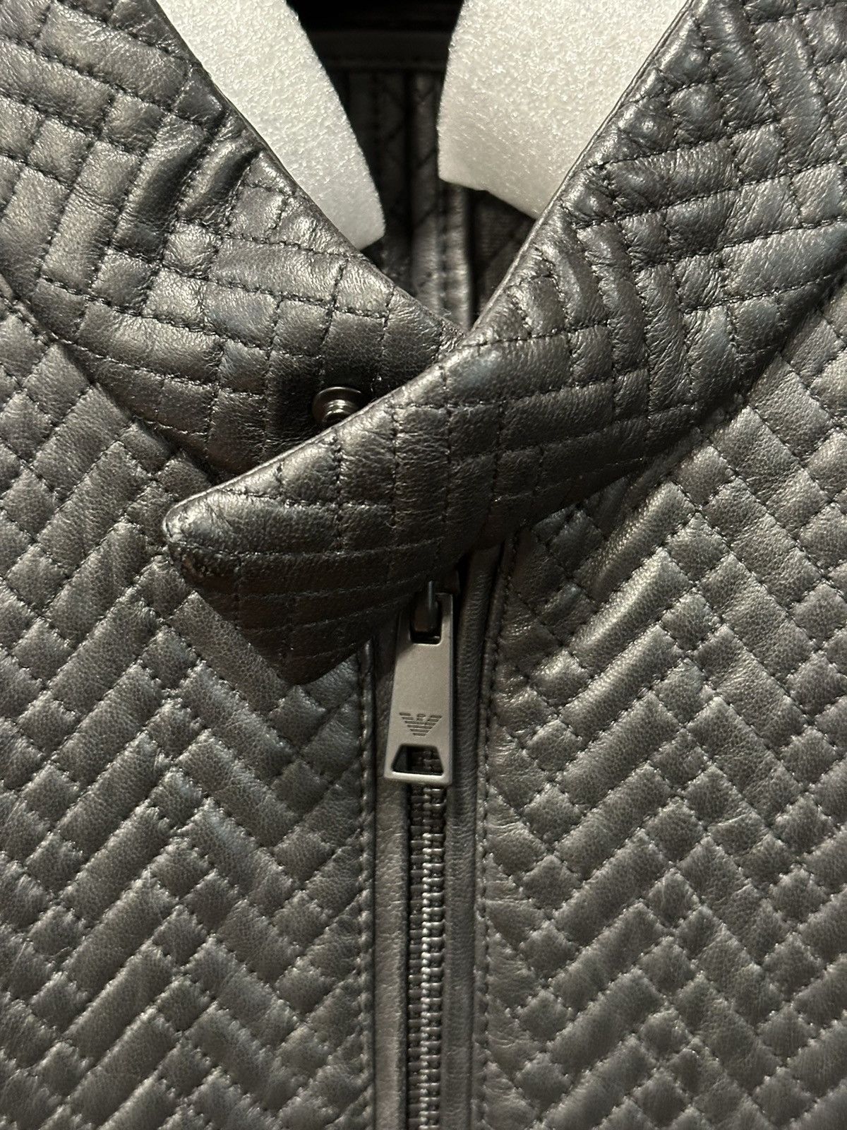 Emporio Armani Black lamb leather geometric jacket Size US M / EU 48-50 / 2 - 3 Thumbnail