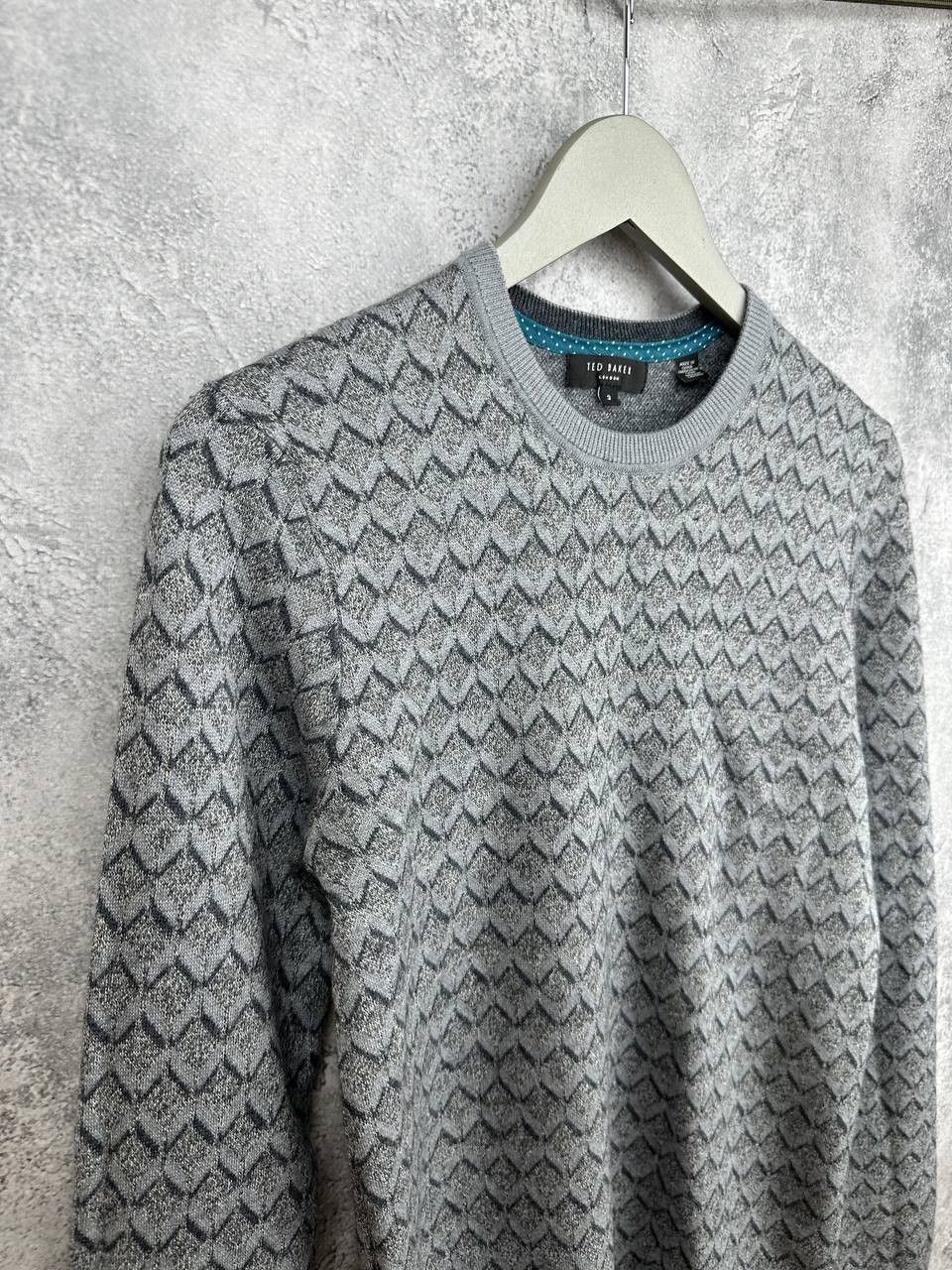 Ted Baker Ted Baker London Geometric Knit Wool Blend Crewneck Sweater Size US M / EU 48-50 / 2 - 3 Thumbnail