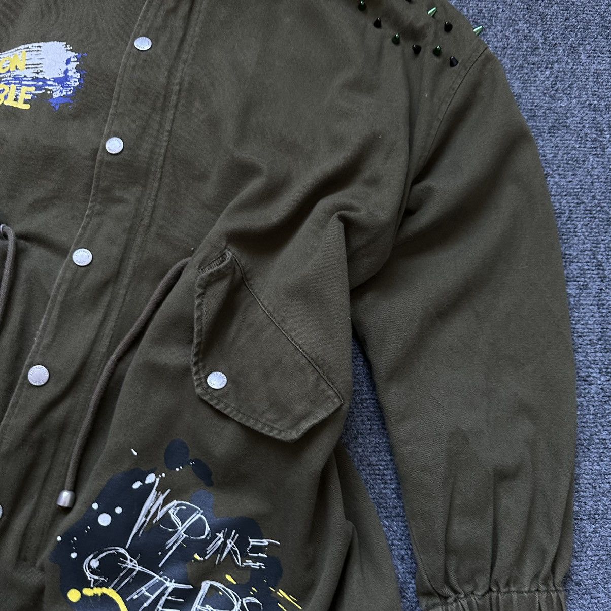 Zara VTG Zara Basic Dept Denim L Khaki Green Funky Jacket Studded Size L / US 10 / IT 46 - 8 Thumbnail