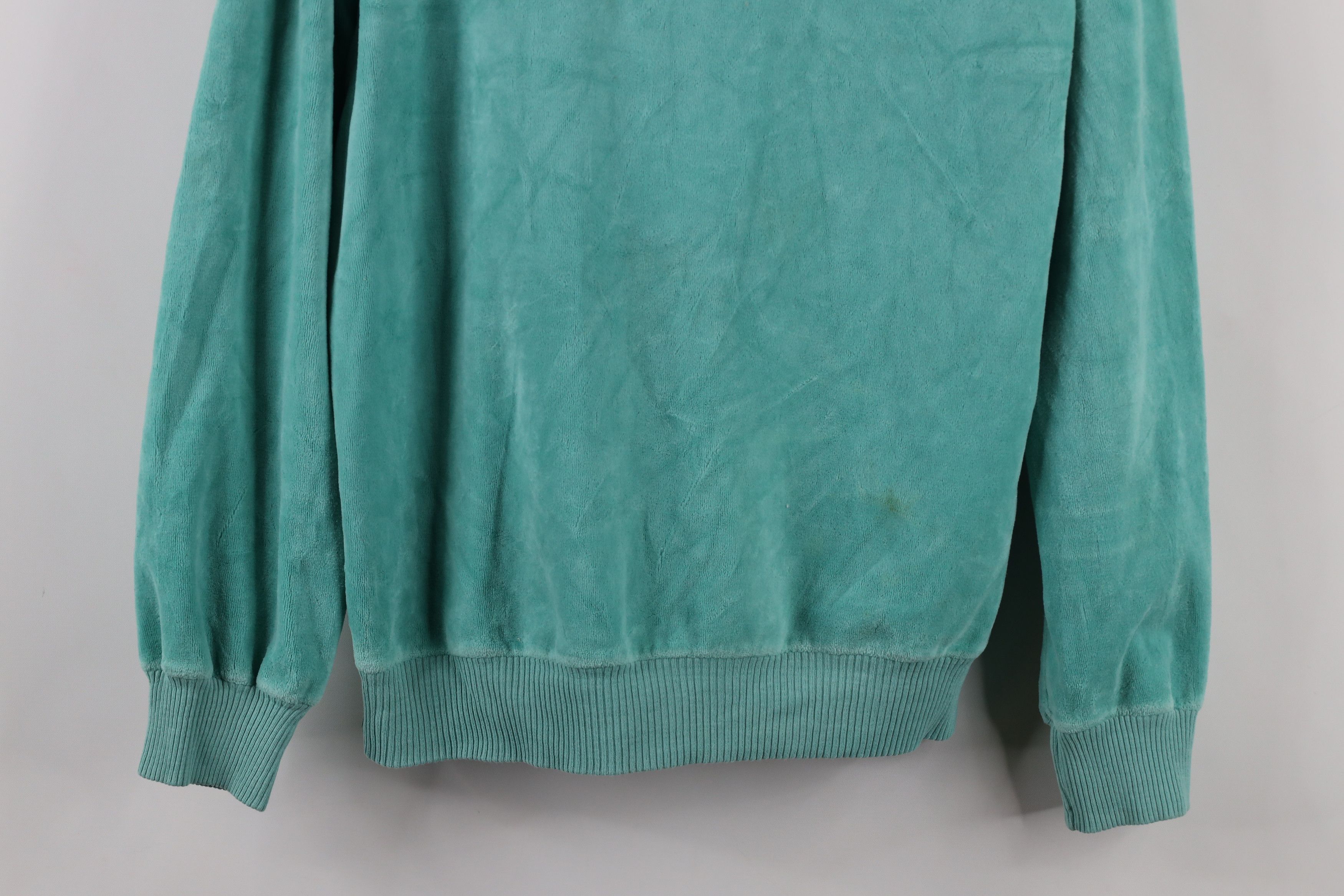 Vintage Vintage 70s Streetwear Blank Velour Sweater Teal USA Size L / US 10 / IT 46 - 3 Thumbnail