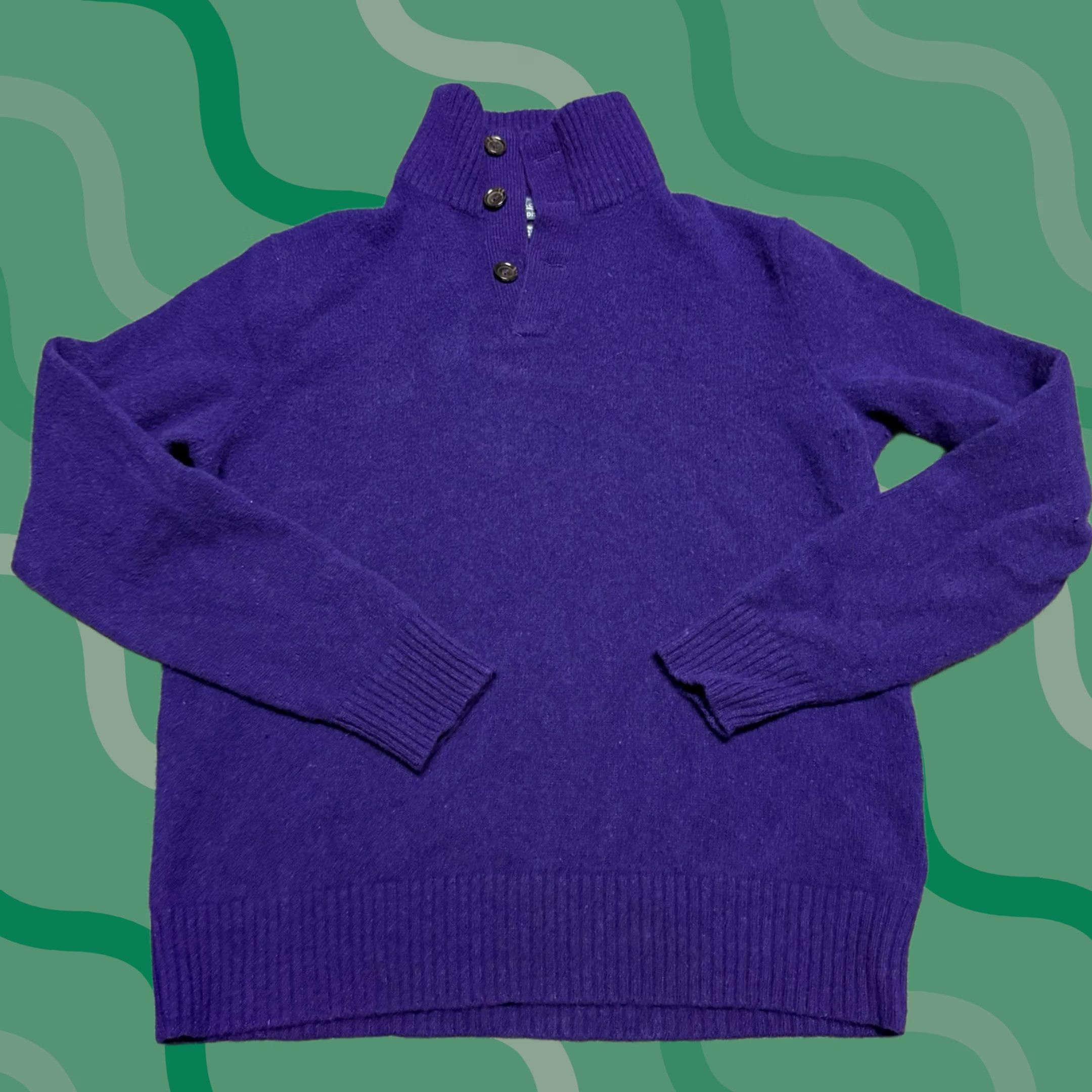 Ralph Lauren VINTAGE Ralph Lauren Sweater Shirt Men M Purple Merino Wool Angora Shawl Collar Pullover 90s Classic Preppy Size US M / EU 48-50 / 2 - 1 Thumbnail
