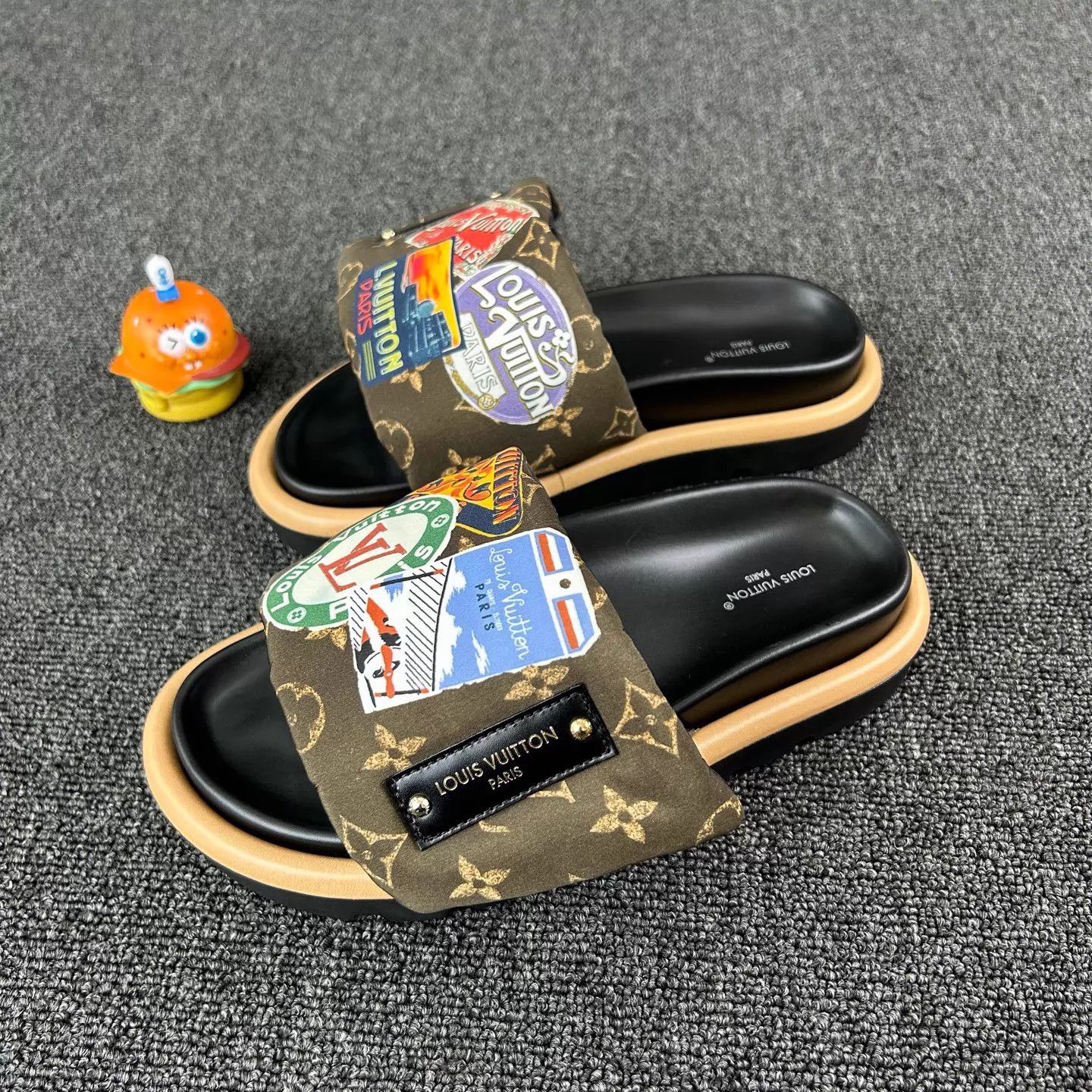 Louis Vuitton LV Monogram Slippers w/ Cartoon Velcro 36 New Size US 5.5 / IT 35.5 - 1 Thumbnail