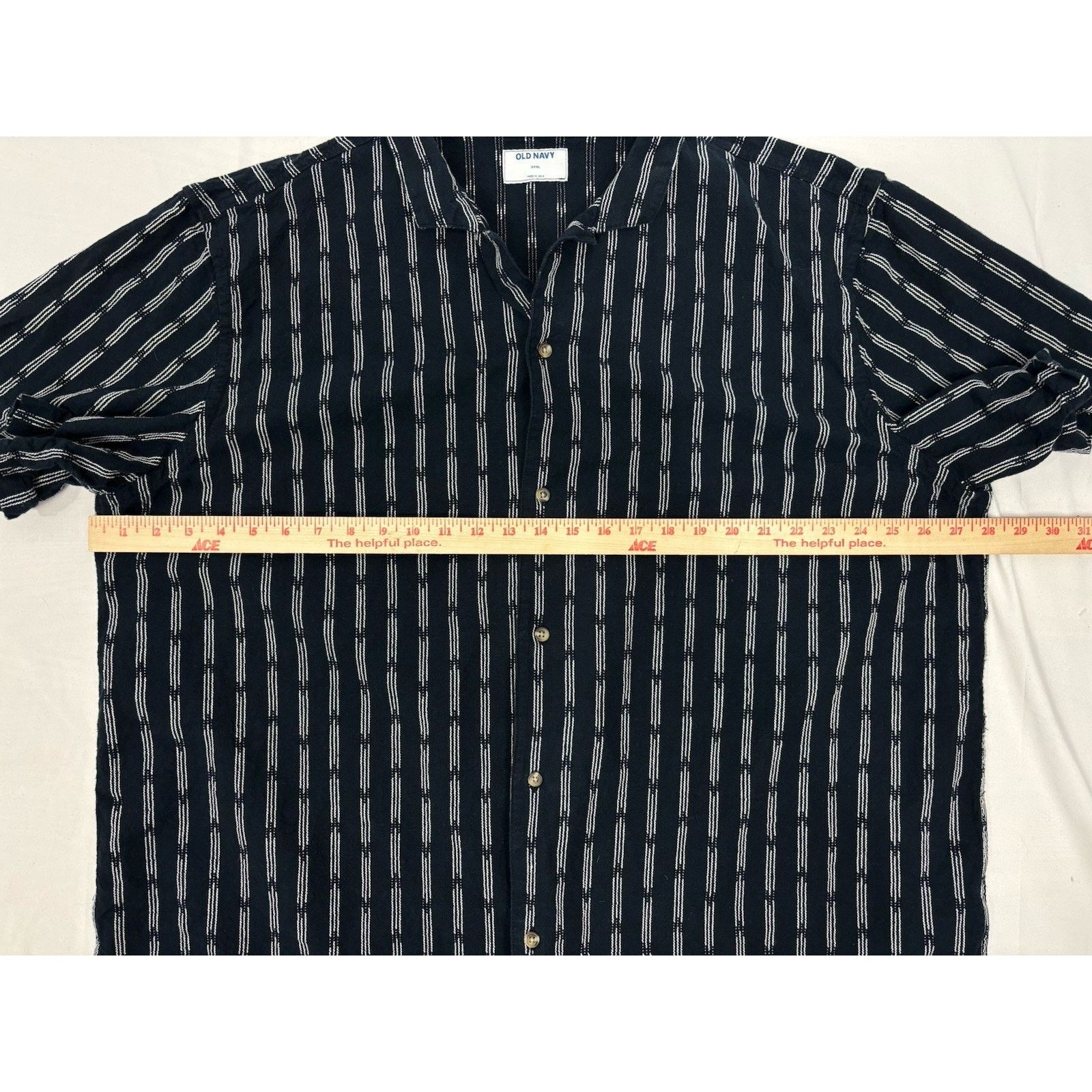 Old Navy OLD NAVY Button Up Short Sleeve Shirt Men’s 3X Stripe Blue Size US XXL / EU 58 / 5 - 2 Thumbnail