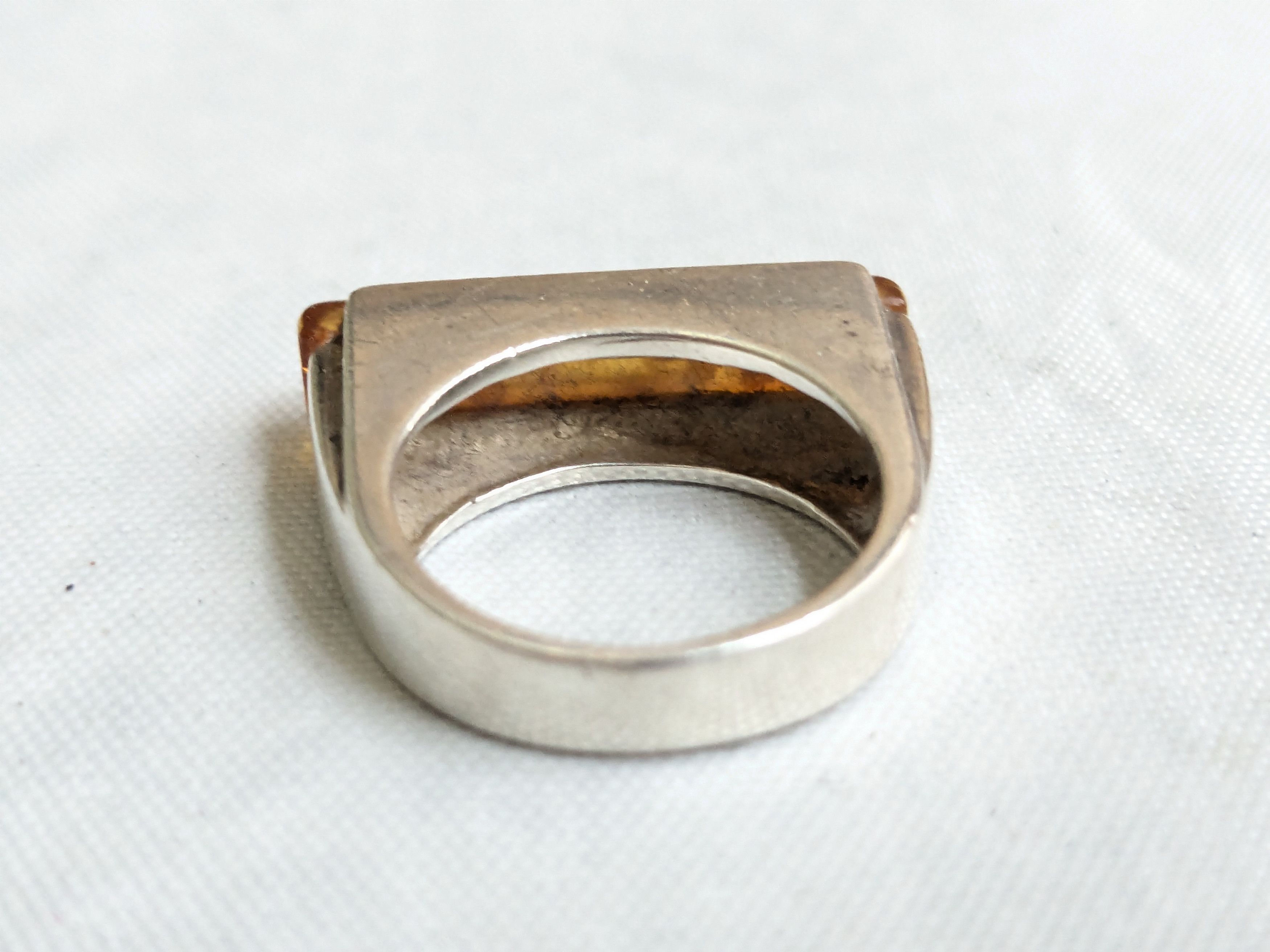 Jewelry Sterling Silver Ring Amber 6.75 Orange Avant Garde Modern Size ONE SIZE - 6 Thumbnail