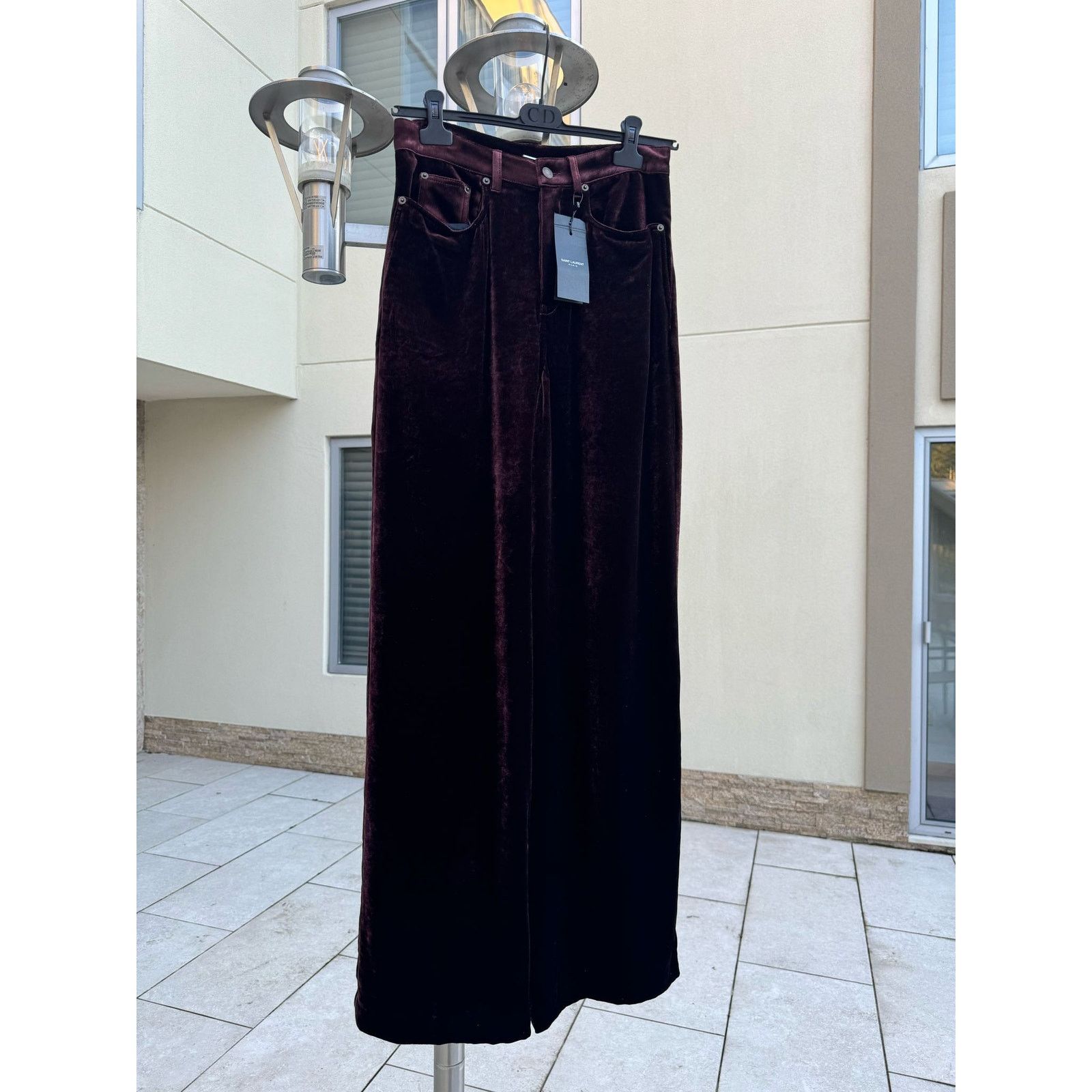 Saint Laurent Paris o1rshd1 Wide Leg Velvet / Velour Pants in Burgundy Size US 32 / EU 48 - 4 Thumbnail