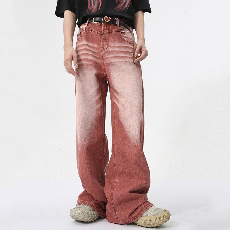 Japanese Brand × Vintage Red Washed Straight Baggy jeans Size US 30 / EU 46 - 3 Thumbnail