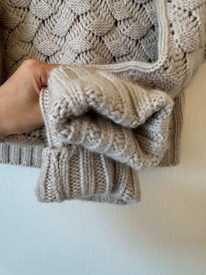 Loro Piana LORO PIANA Coarse Knit Cashmere Sweater Grayish Beige Size XS / US 0-2 / IT 36-38 - 2 Thumbnail