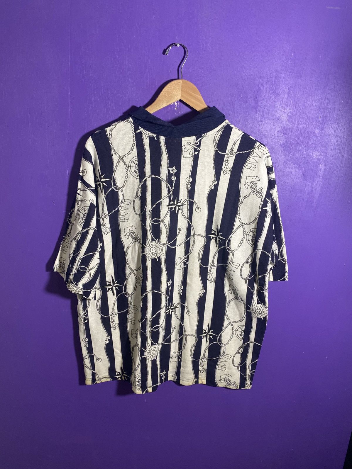 Nike × Vintage Vintage 90s Nike sailor/nautical print polo shirt Size US XL / EU 56 / 4 - 2 Thumbnail