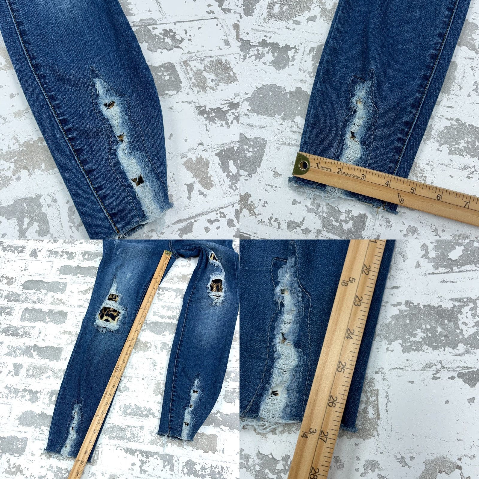 Vintage Judy Blue Jeans Women 28 Skinny Mid Rise Dark Wash Distressed 5-Pocket Denim A07 Size 28" / US 6 / IT 42 - 8 Thumbnail