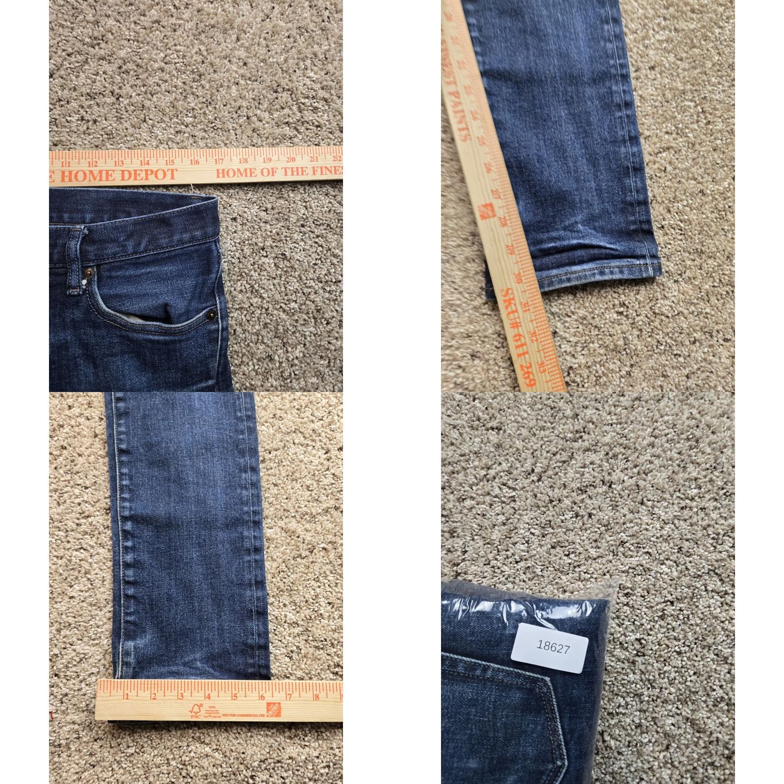 Uniqlo Uniqlo Jeans Slim Straight 33x31 Mens Kaihara Selvedge Denim Blue Low Rise Straight Jeans 5-Pocket Stretch Size US 33 - 9 Thumbnail