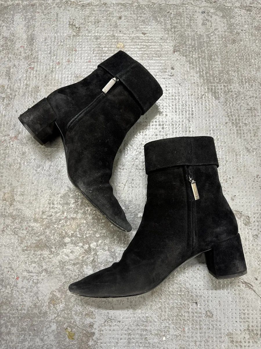 Saint Laurent Paris Saint Laurent Navy Suede Ankle Metallic Buckle Boots Size US 7 / IT 37 - 2 Thumbnail
