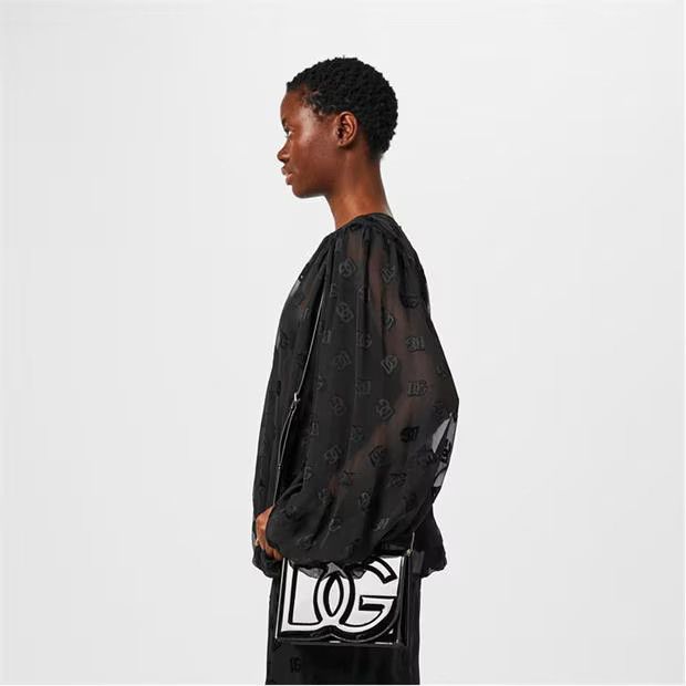 Dolce & Gabbana o1g2r1mq1024 Allover Logo Devore Blouse in Nero Size M / US 6-8 / IT 42-44 - 5 Thumbnail