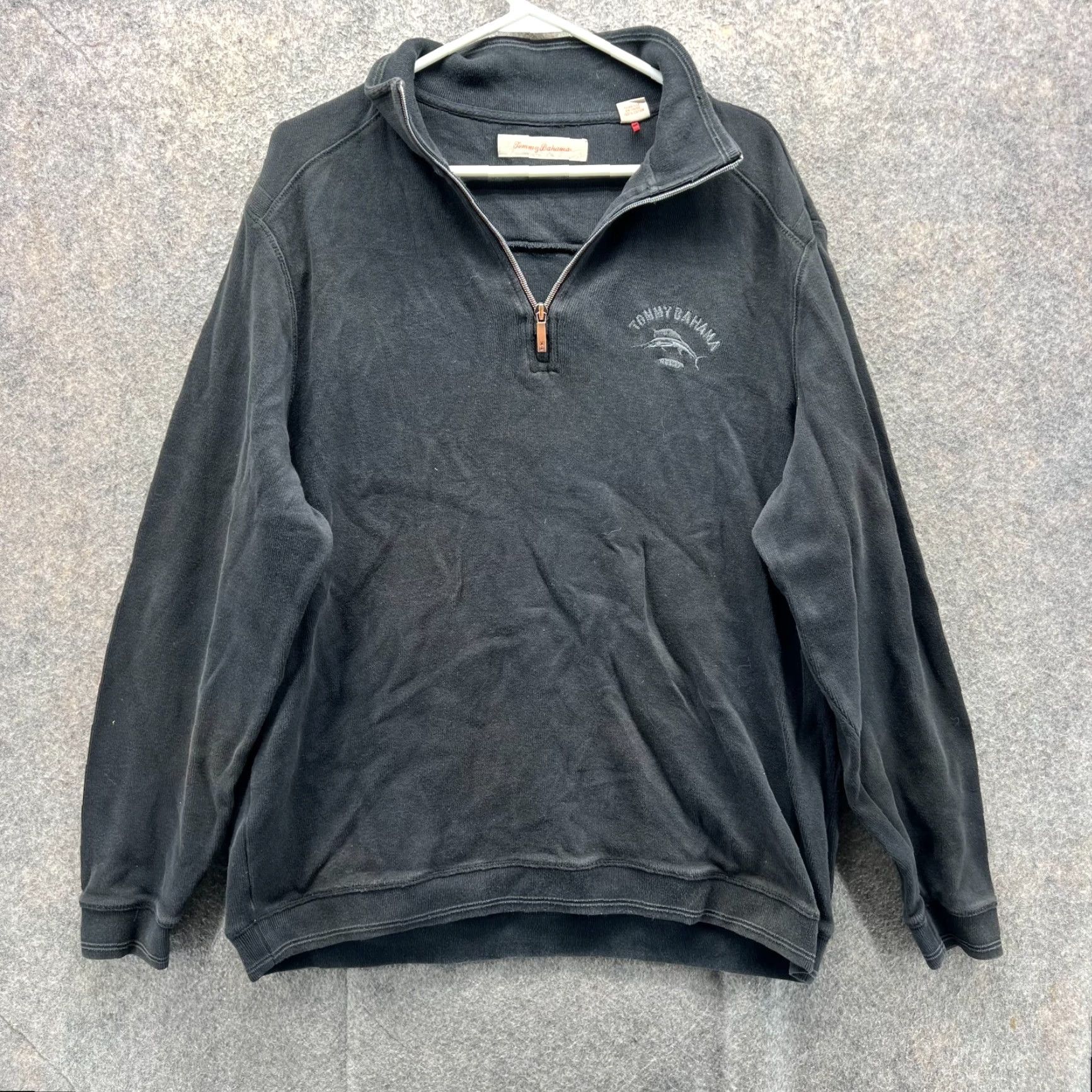 Tommy Bahama VINTAGE Tommy Bahama Sweater Mens Large Black Quarter Zip Pullover Fleece Relaxed Knit Casual Wearable Size US L / EU 52-54 / 3 - 2 Thumbnail