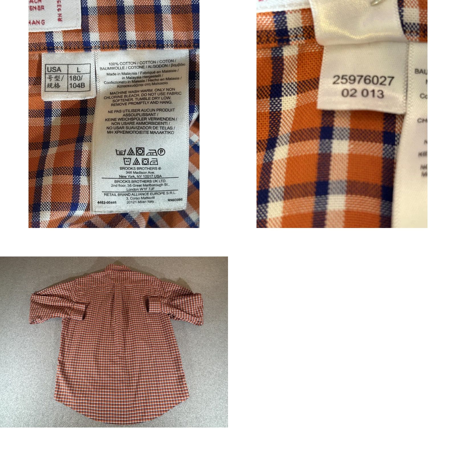 Brooks Brothers Brooks Brothers Shirt Mens Large Orange Plaid 346 Non Iron Long Sleeve Button Front Dress Shirt Size US L / EU 52-54 / 3 - 8 Thumbnail