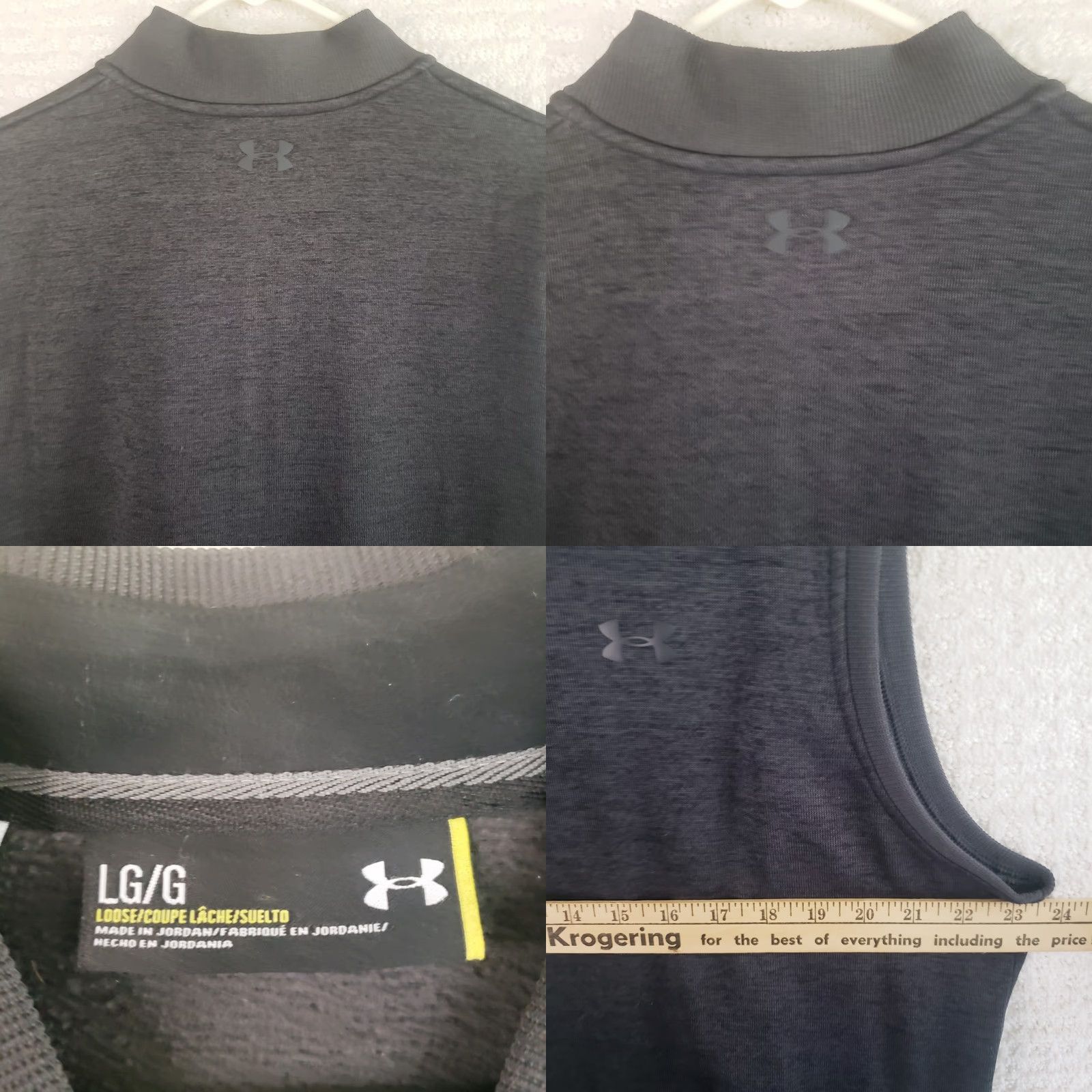 Under Armour Under Armour Vest Mens L Charcoal 1/4 Zip Stand-Up Collar Golf ColdGear Stretch Solid Gray Size US L / EU 52-54 / 3 - 9 Thumbnail