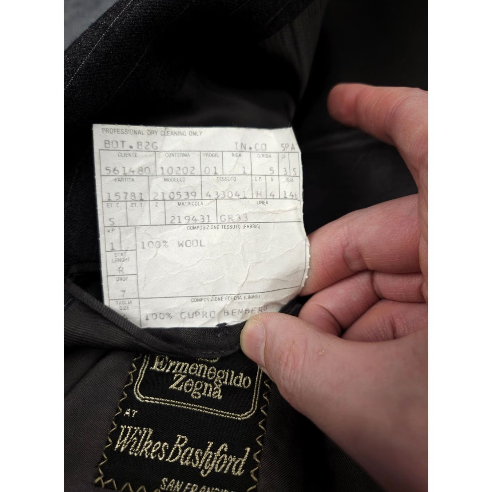 Ermenegildo Zegna Ermenegildo Zegna Blazer Jacket Men's 44 Gray Pin Stripe Wool Regular Single-Breasted blazer, Wool, Dry Clean Only, Men Size 44R - 7 Thumbnail