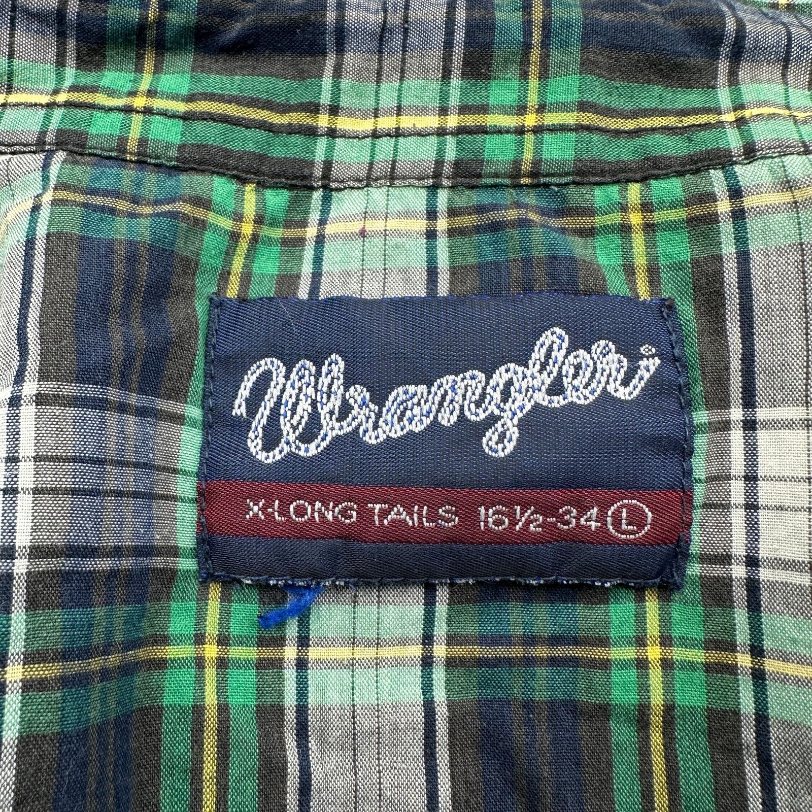 Wrangler Wrangler X-Long Tail 16.5 34 Plaid Green Shirt L Mens Green Size US L / EU 52-54 / 3 - 3 Thumbnail