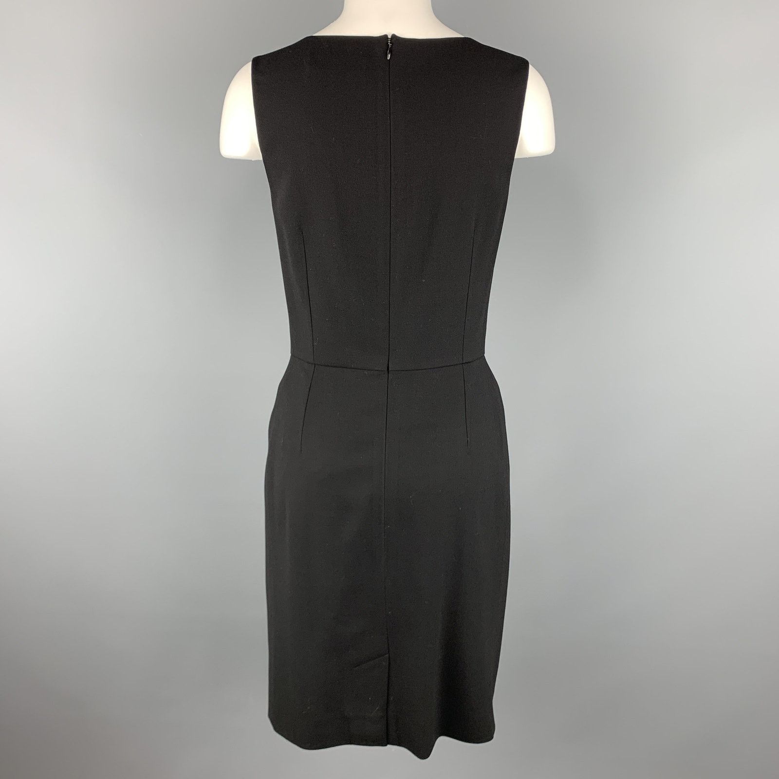 Yves Saint Laurent YVES SAINT LAURENT Size 6 Black Wool / Elastane Shift Dress Size M / US 6-8 / IT 42-44 - 4 Thumbnail