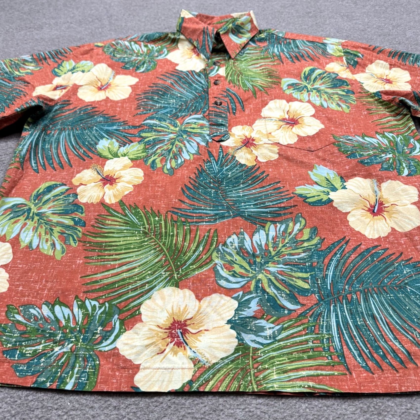 Tori Richard Tori Richard Polo Shirt Men's M Orange Floral Short Sleeve Shirt Size US M / EU 48-50 / 2 - 2 Thumbnail