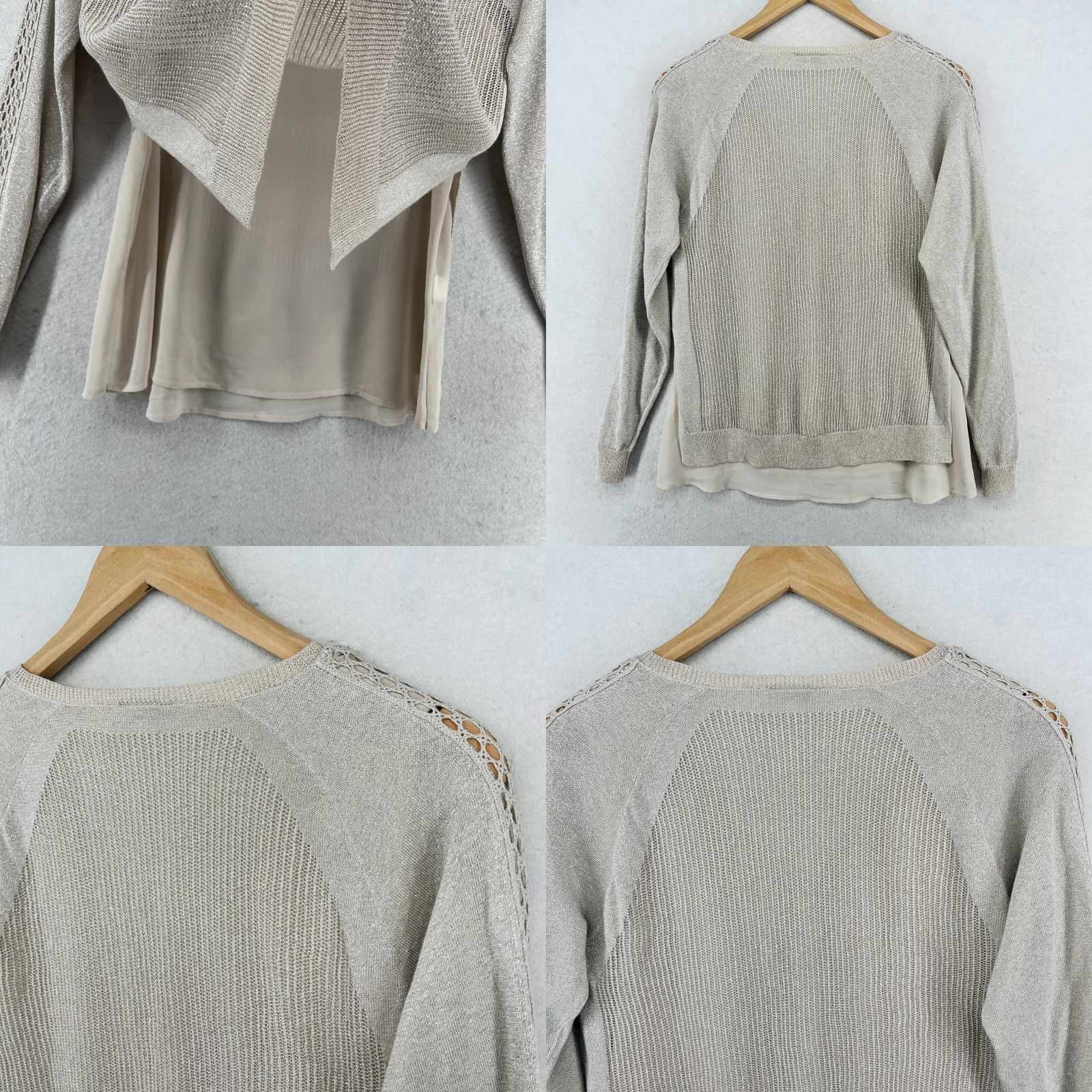 Sweat-shirt Léger Lucky Brand Avec Overlay Crochet - Taille XS, Couleur Ivoire, Occasion Très Bon état