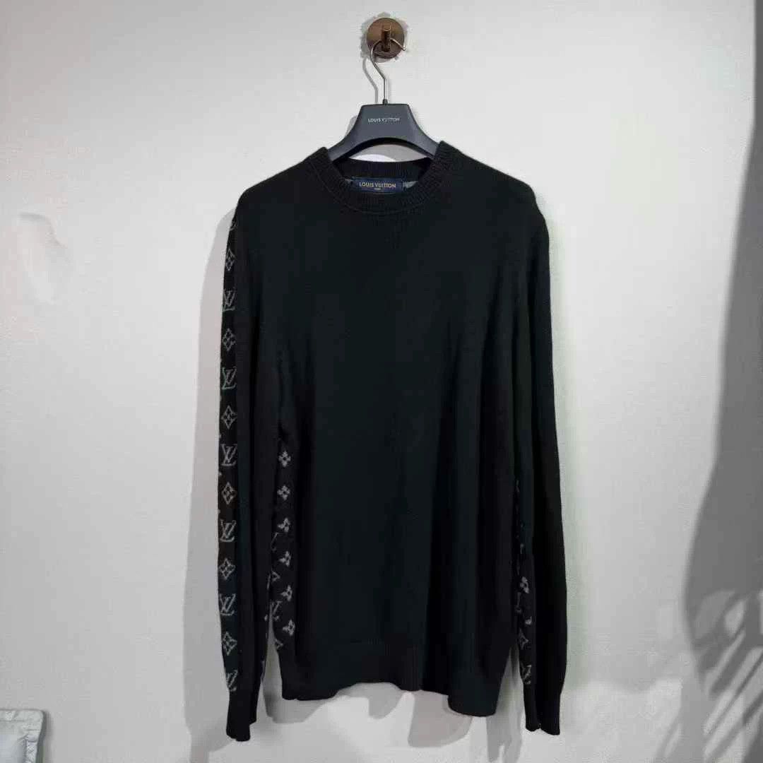 Louis Vuitton Grey All-over Print Knit Cashmere Sweater