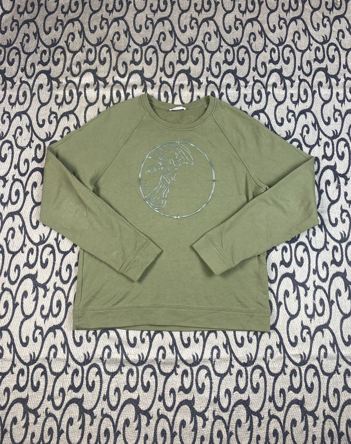 Versace × Versace Jeans Couture Versace Collection Medusa Khaki Big Logo Sweatshirt Size US L / EU 52-54 / 3 - 1 Thumbnail