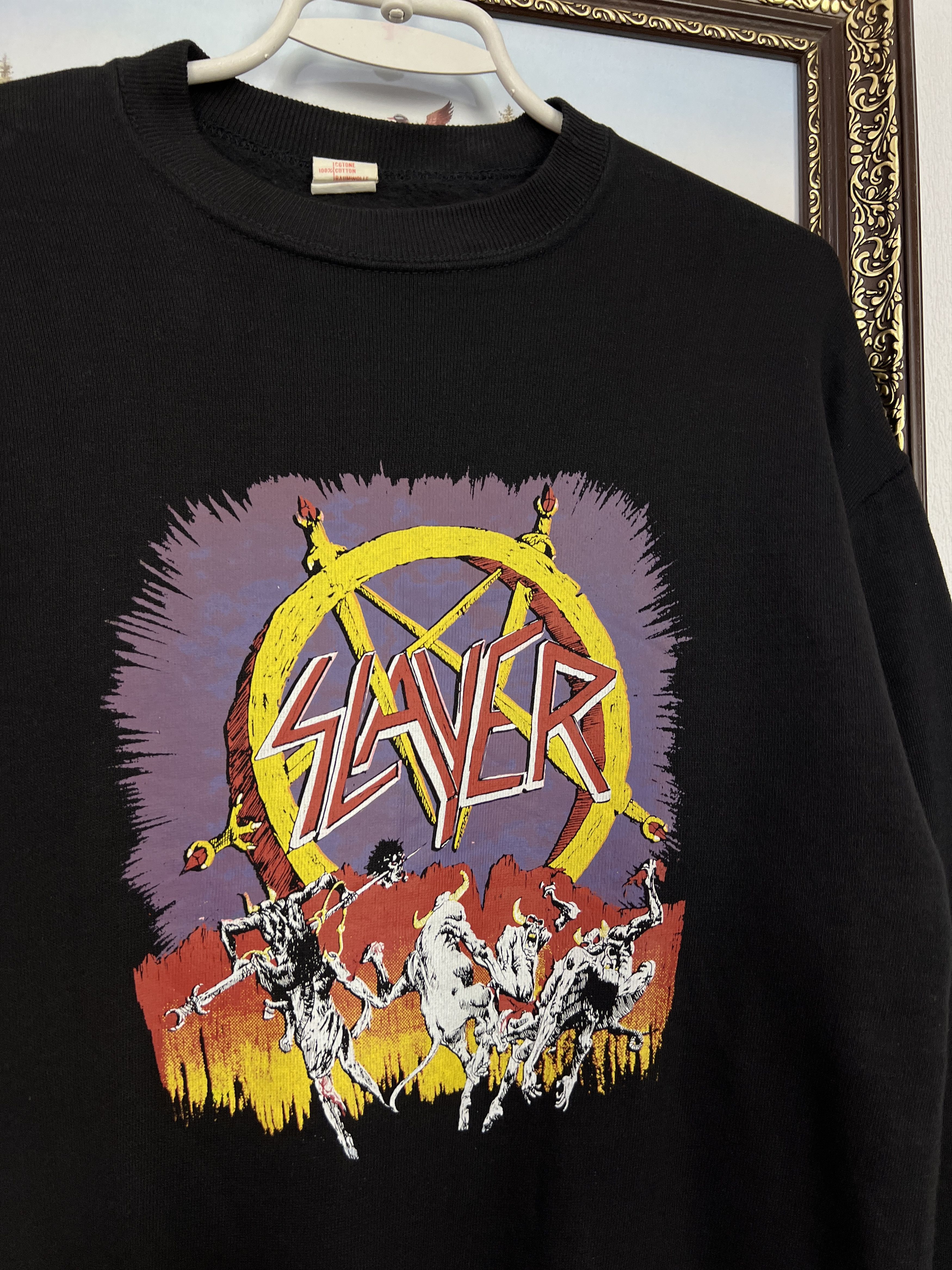 Vintage Slayer Over Print Band Black Sweatshirt Rare Big Logo Hype Size US XS / EU 42 / 0 - 3 Thumbnail