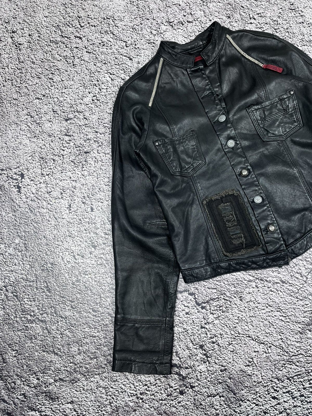 Marithe + Francois Girbaud MARITHE FRANÇOIS GIRBAUD Avant Garde Cropped Leather Jacket Size S / US 4 / IT 40 - 4 Thumbnail