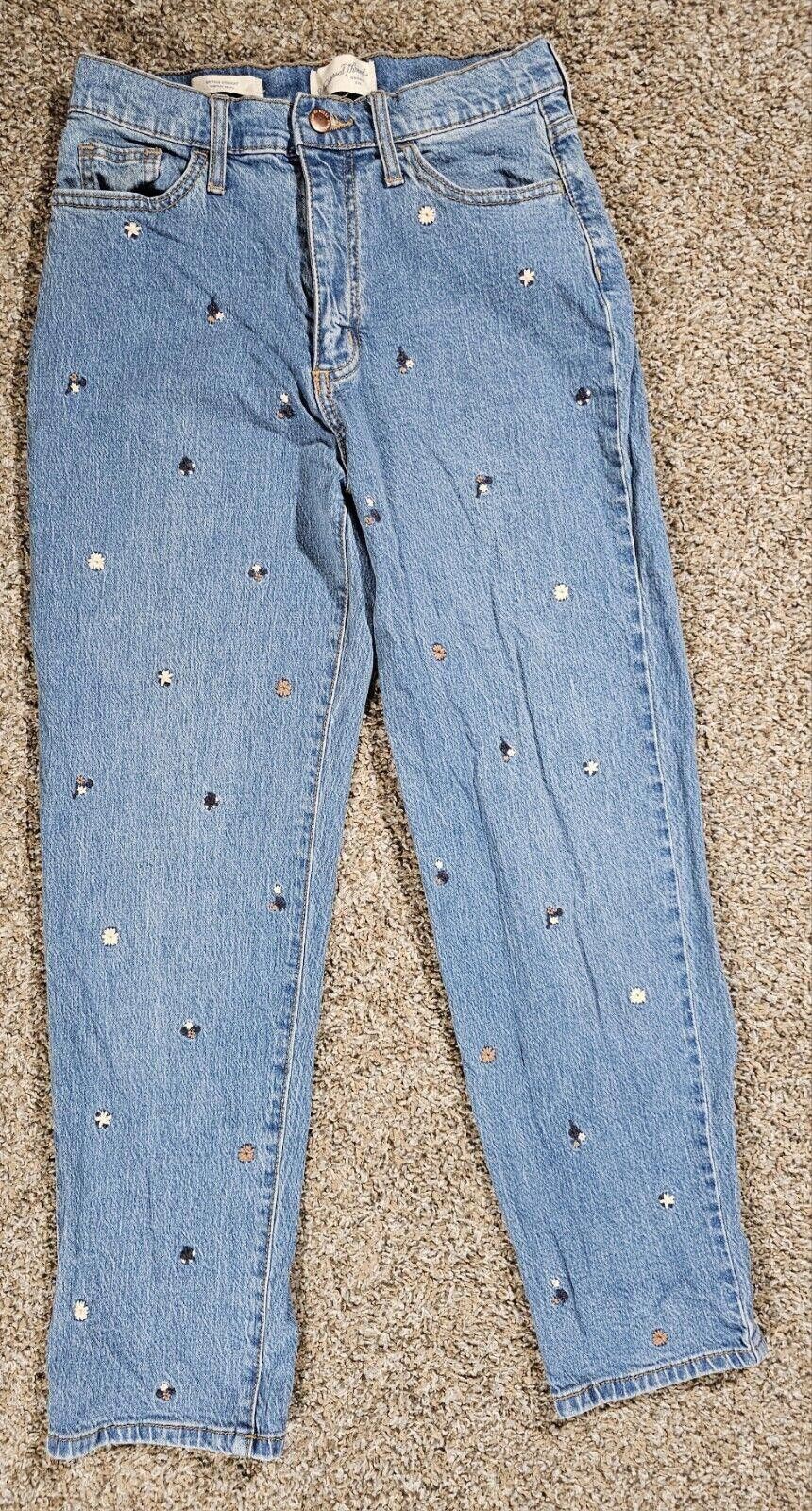 Designer Universal Thread Floral Embroidered Vtg Jeans Approx 26x27 Size 26" / US 2 / IT 38 - 1 Thumbnail