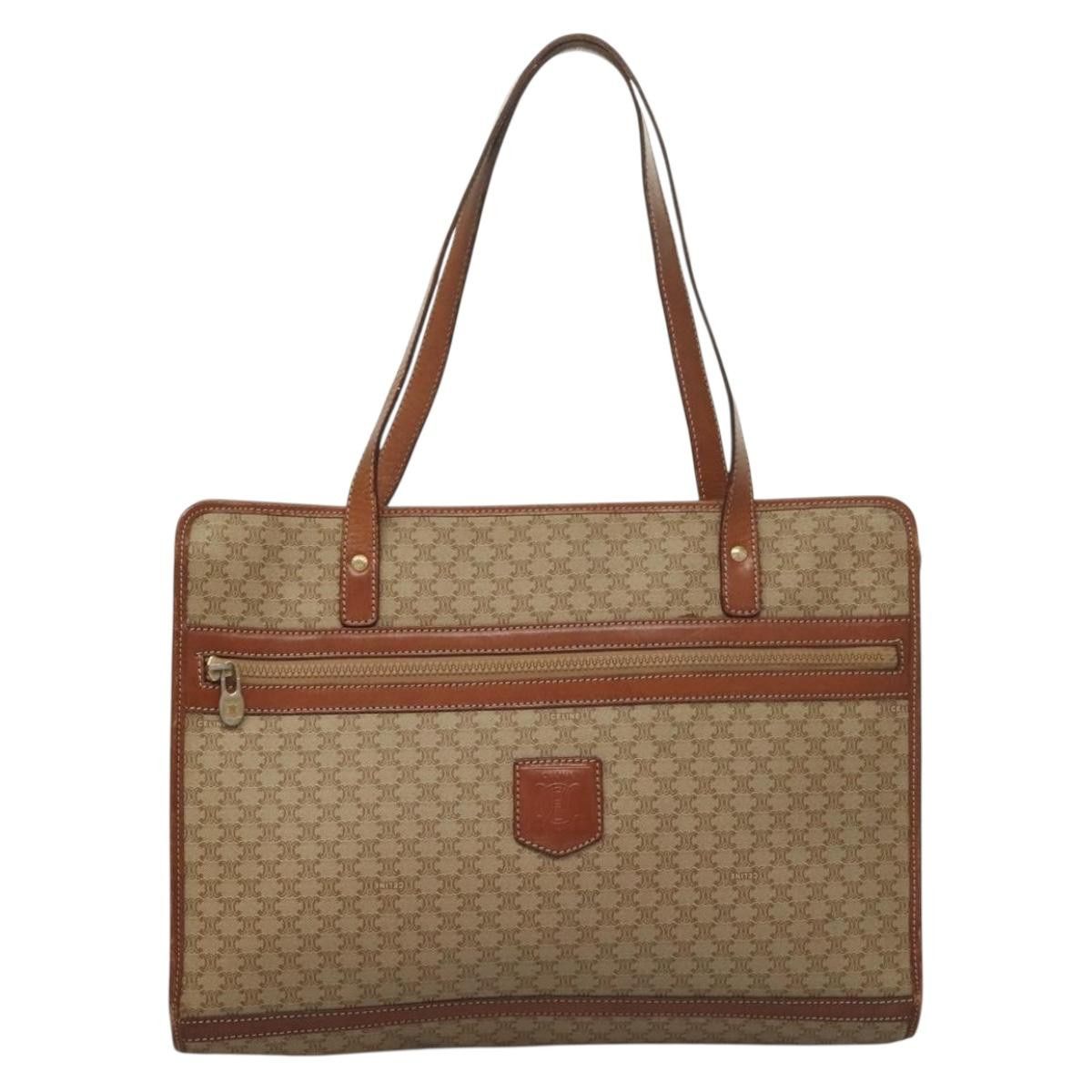 Celine CELINE Macadam Canvas Tote Bag Beige Gold Size ONE SIZE - 2 Thumbnail