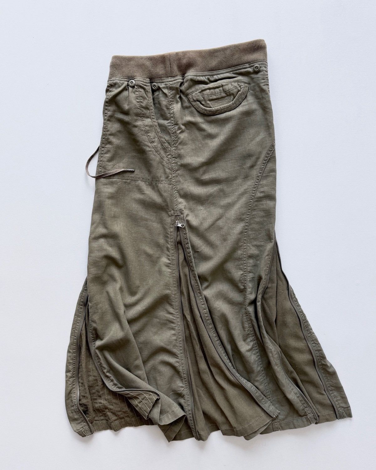 Japanese Brand GOA LINEN MILITARY MULTI-ZIP MAXI SKIRT Size 28" / US 6 / IT 42 - 8 Thumbnail