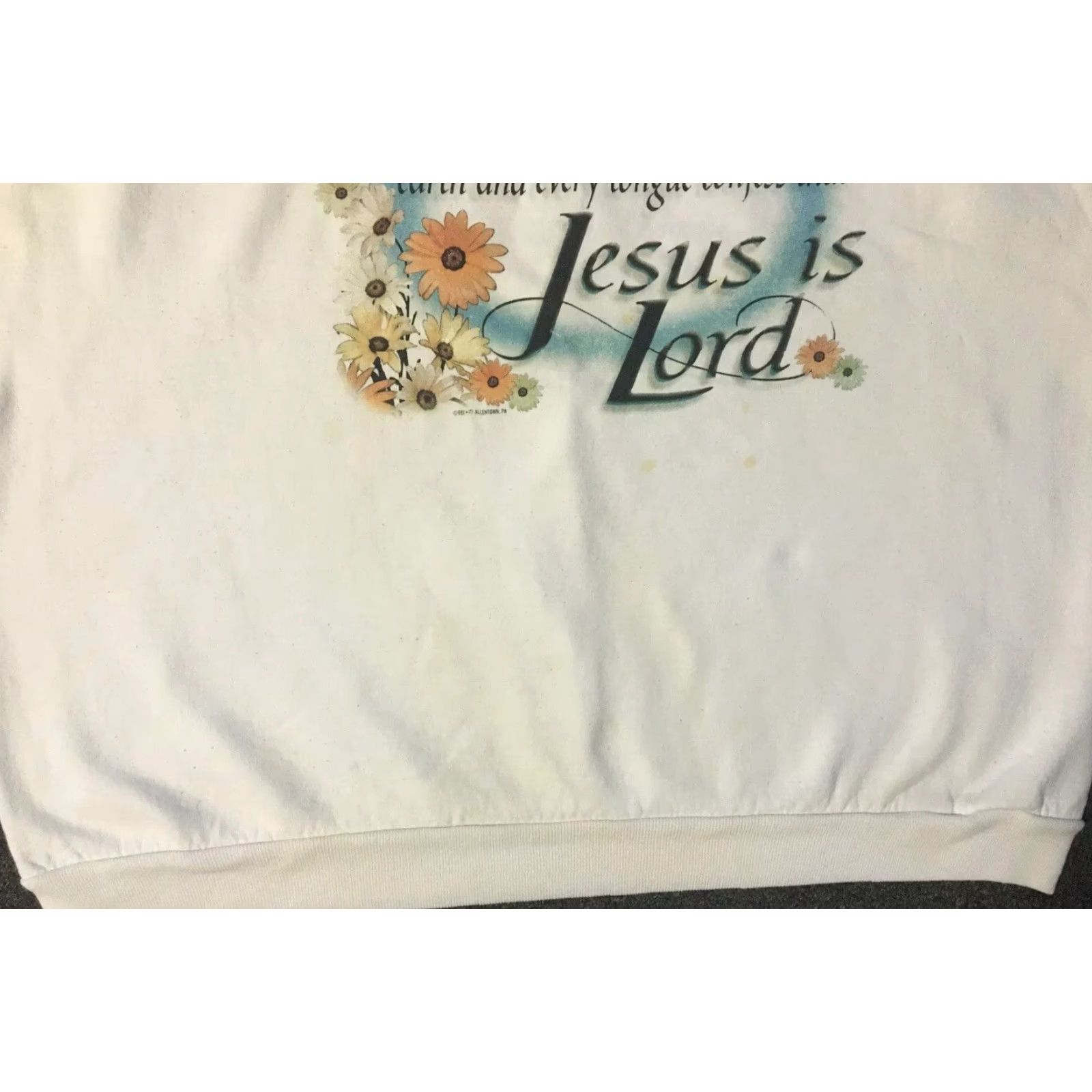 Jerzees VINTAGE Jesus Is Lord 90s Faded Distressed Sweatshirt XXL White Men Pullover Sweatshirt Grunge Christian 2XL Size US XXL / EU 58 / 5 - 3 Thumbnail