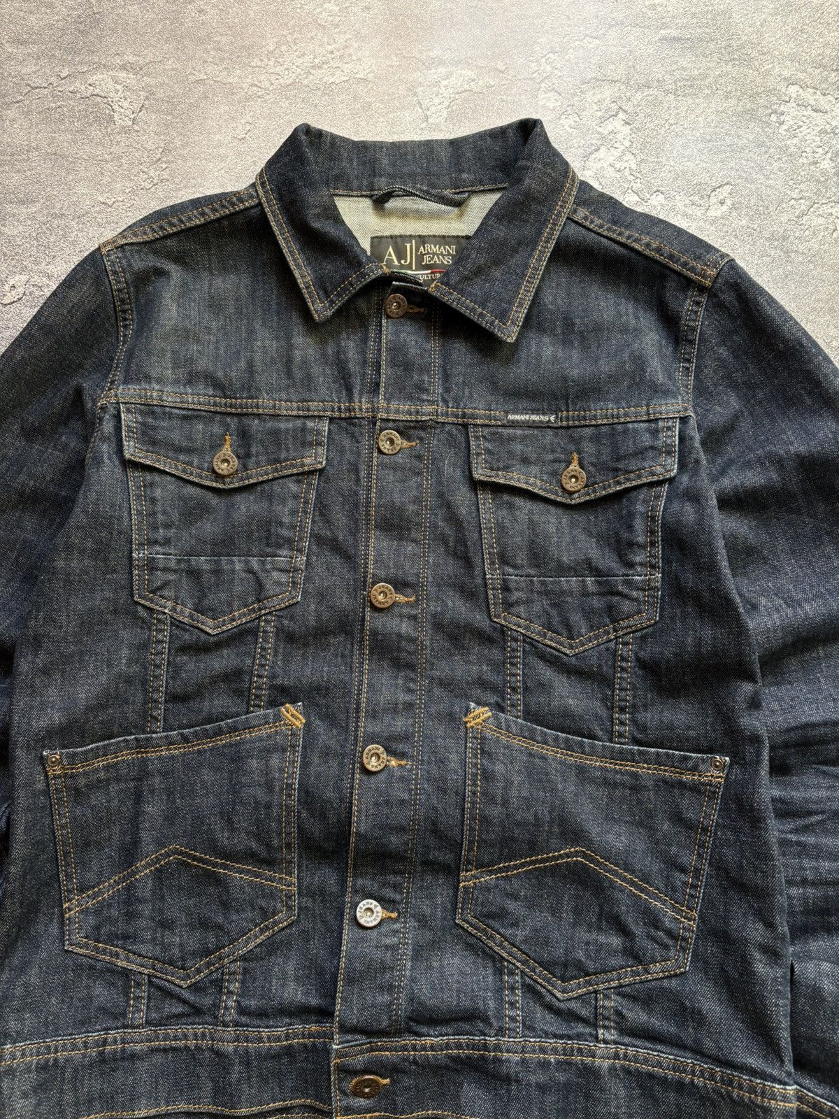 Armani Vintage Armani Jeans Dark Wash Denim Jacket Italy Size S Size US S / EU 44-46 / 1 - 5 Thumbnail
