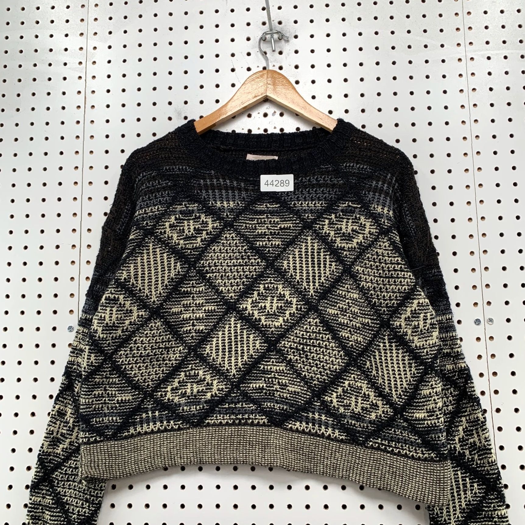 Forever 21 VINTAGE FOREVER 21 Knit Sweater Womens M Black Brown Argyle Crew Neck Loose Knit Shirt Pullover Winter Fall Womens Size M / US 6-8 / IT 42-44 - 2 Thumbnail