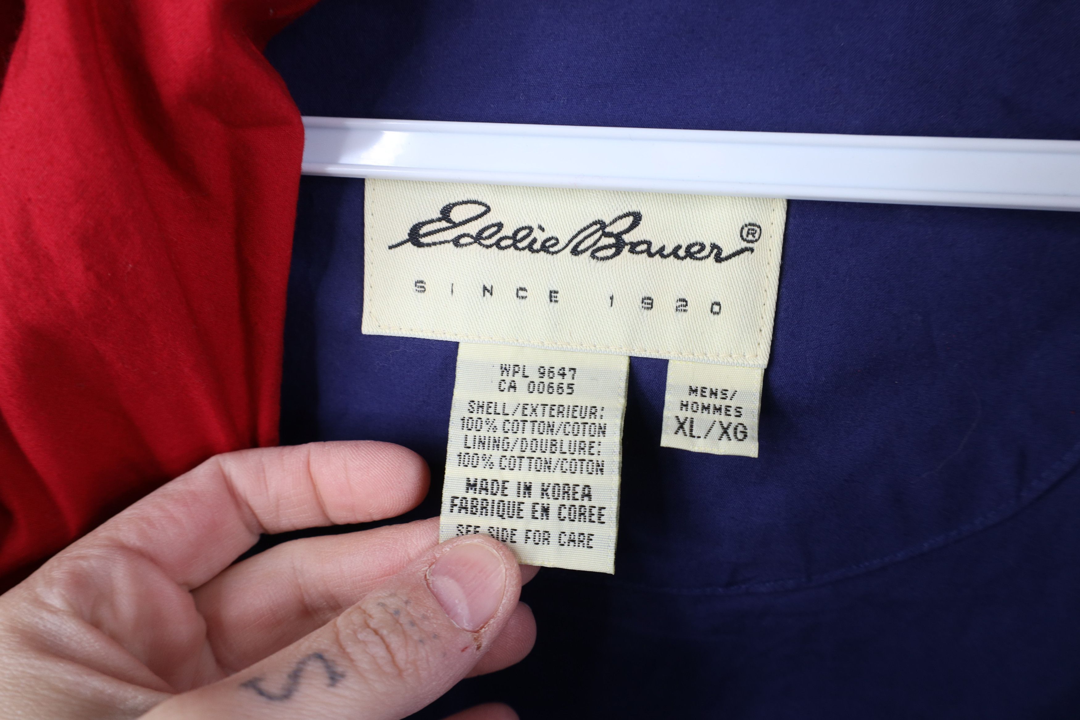 Eddie Bauer Vintage 90s Eddie Bauer Cotton Half Zip Hooded Jacket Blue Size US XL / EU 56 / 4 - 6 Thumbnail