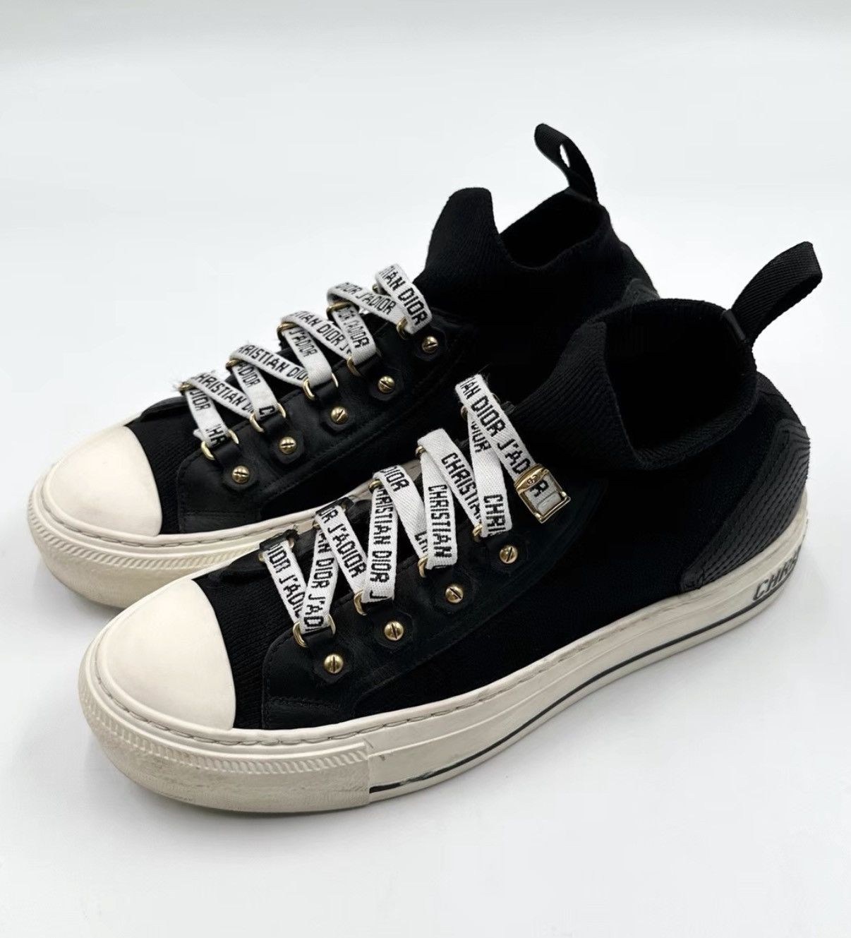 Dior Dior Black and White Lace-up Logo Sneakers Size US 6.5 / IT 36.5 - 1 Thumbnail