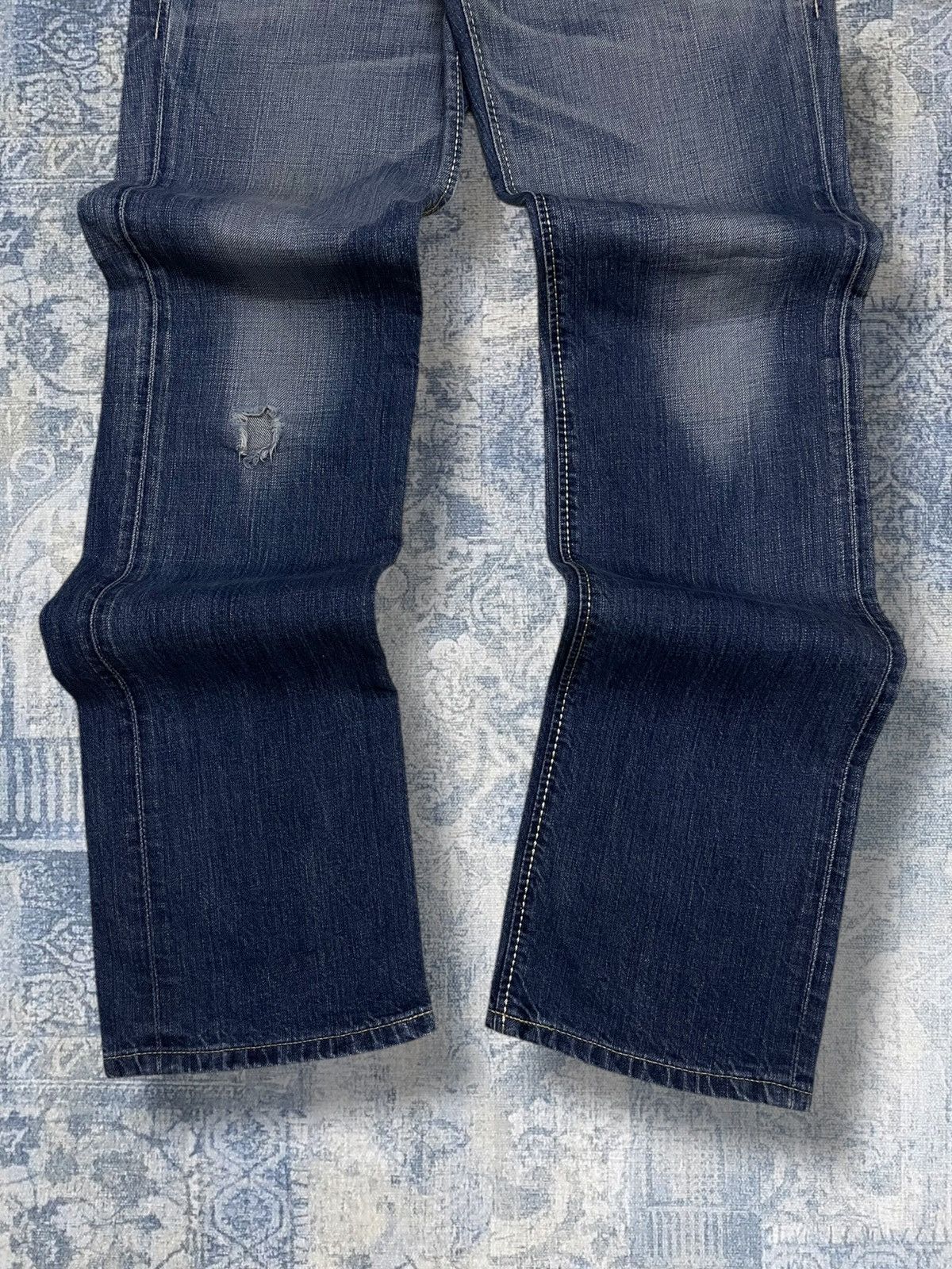 Edwin Vintage 90s Japan Designer Edwin Blue Trip Distressed Denim Size US 32 / EU 48 - 3 Thumbnail