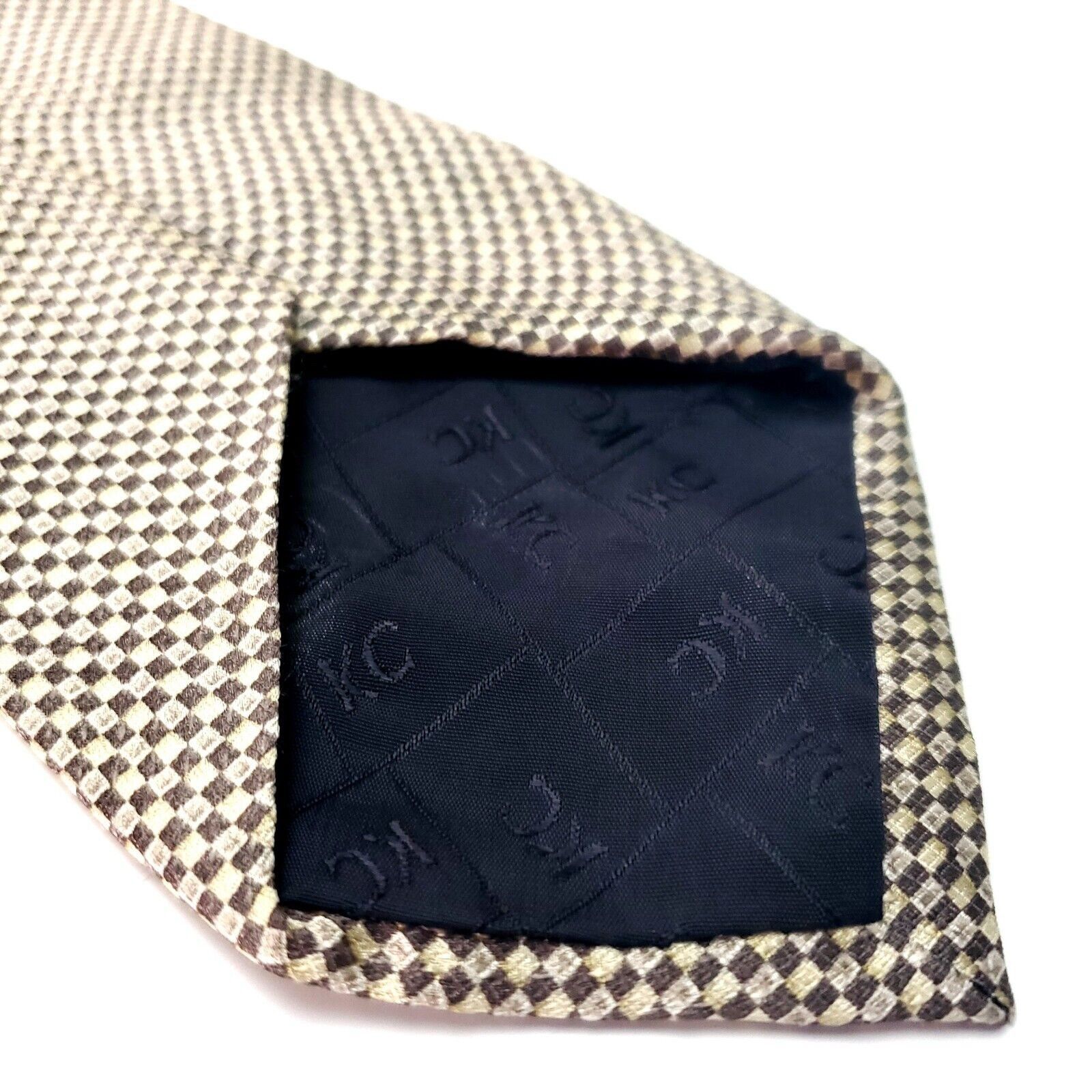 Kenneth Cole Kenneth Cole Silk Tie Brown Tan Geometric Woven Size ONE SIZE - 4 Thumbnail
