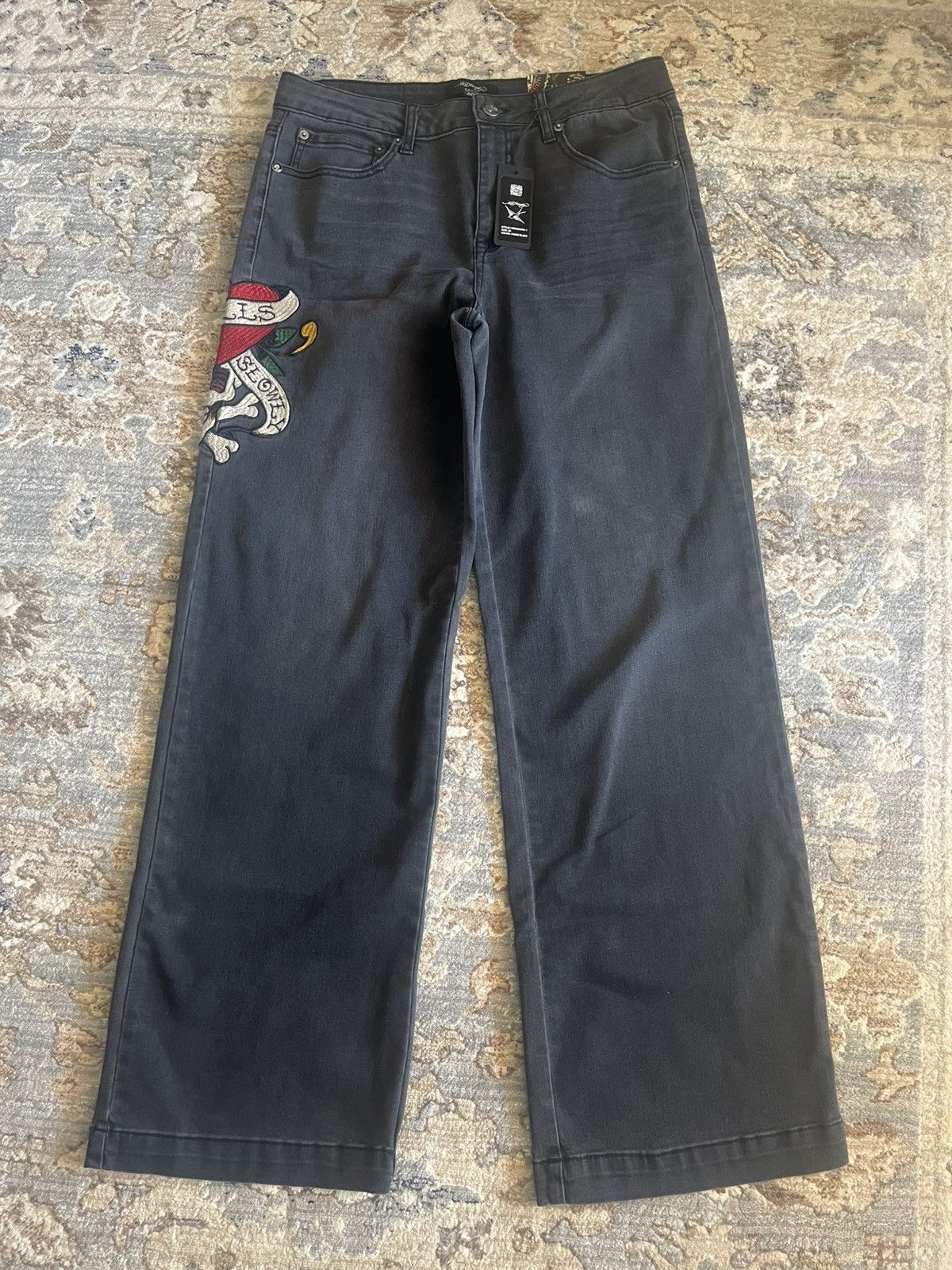Ed Hardy BLACK ED HARDY BAGGY GRAPHIC JEANS NWT 30x32 Size US 30 / EU 46 - 3 Thumbnail