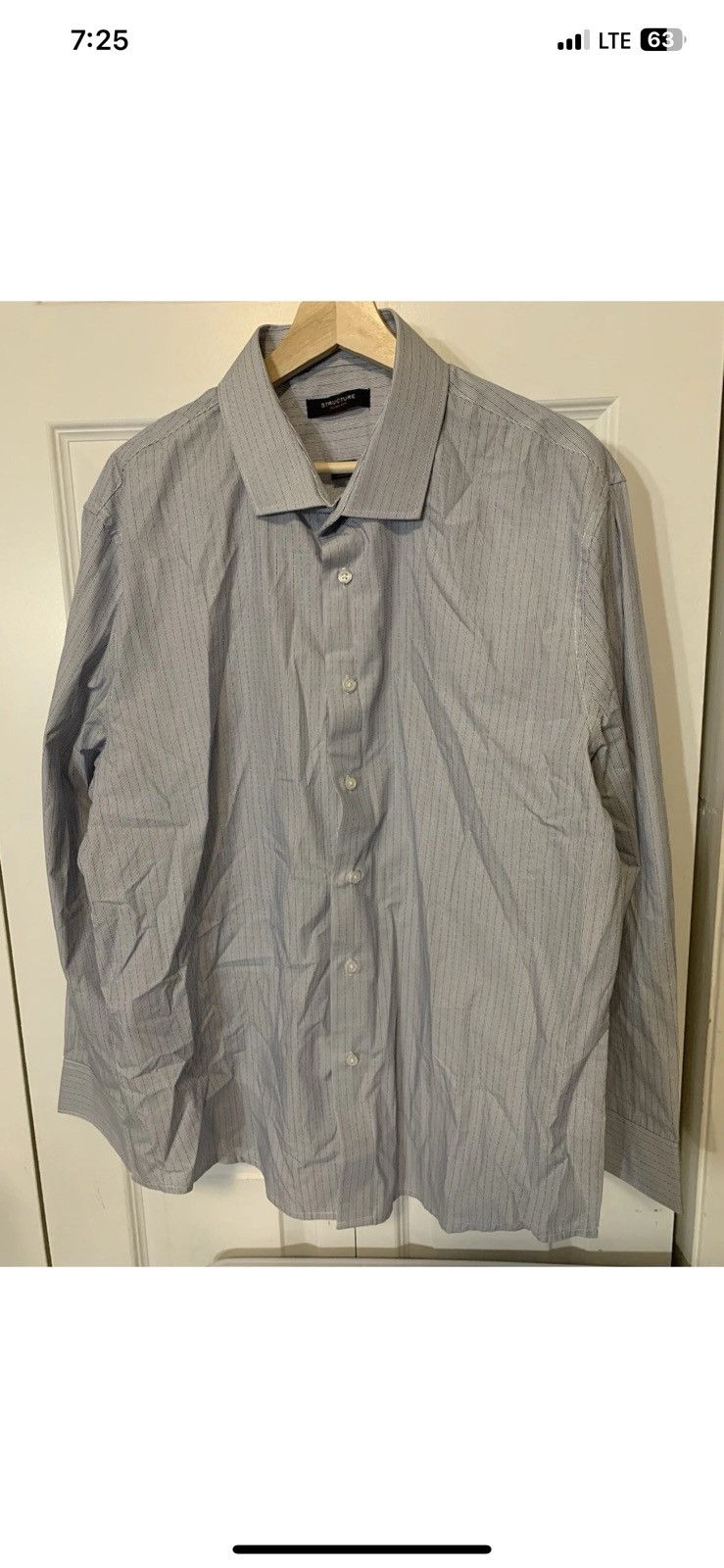 Structure Vintage 80s Structure Mens Sz XXL Button Shirt Blue Striped Size US XXL / EU 58 / 5 - 4 Thumbnail