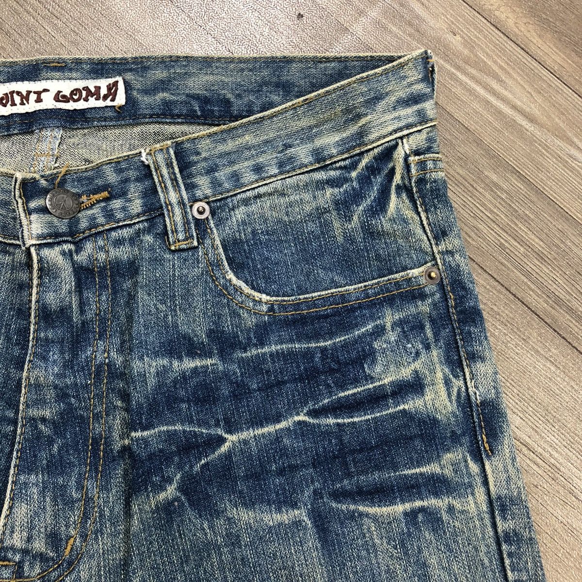 If Six Was Nine × Japanese Brand 2000s Crazy Distressed Point Loma I ❤️ Surf Baggy Jeans LGB Size US 31 - 6 Thumbnail